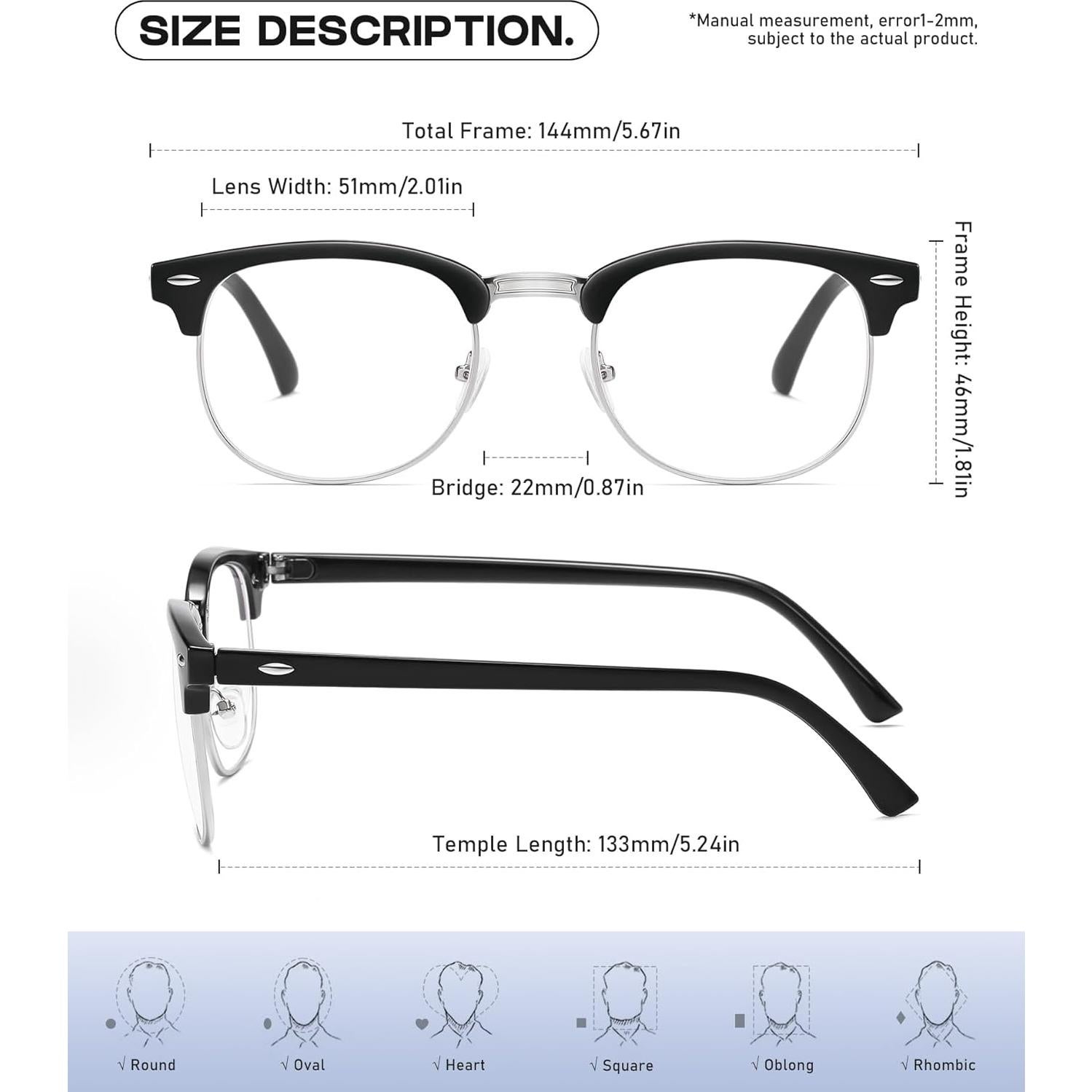 Gafas anti luz azul Perfectmiaoxuan unisex 2 pares