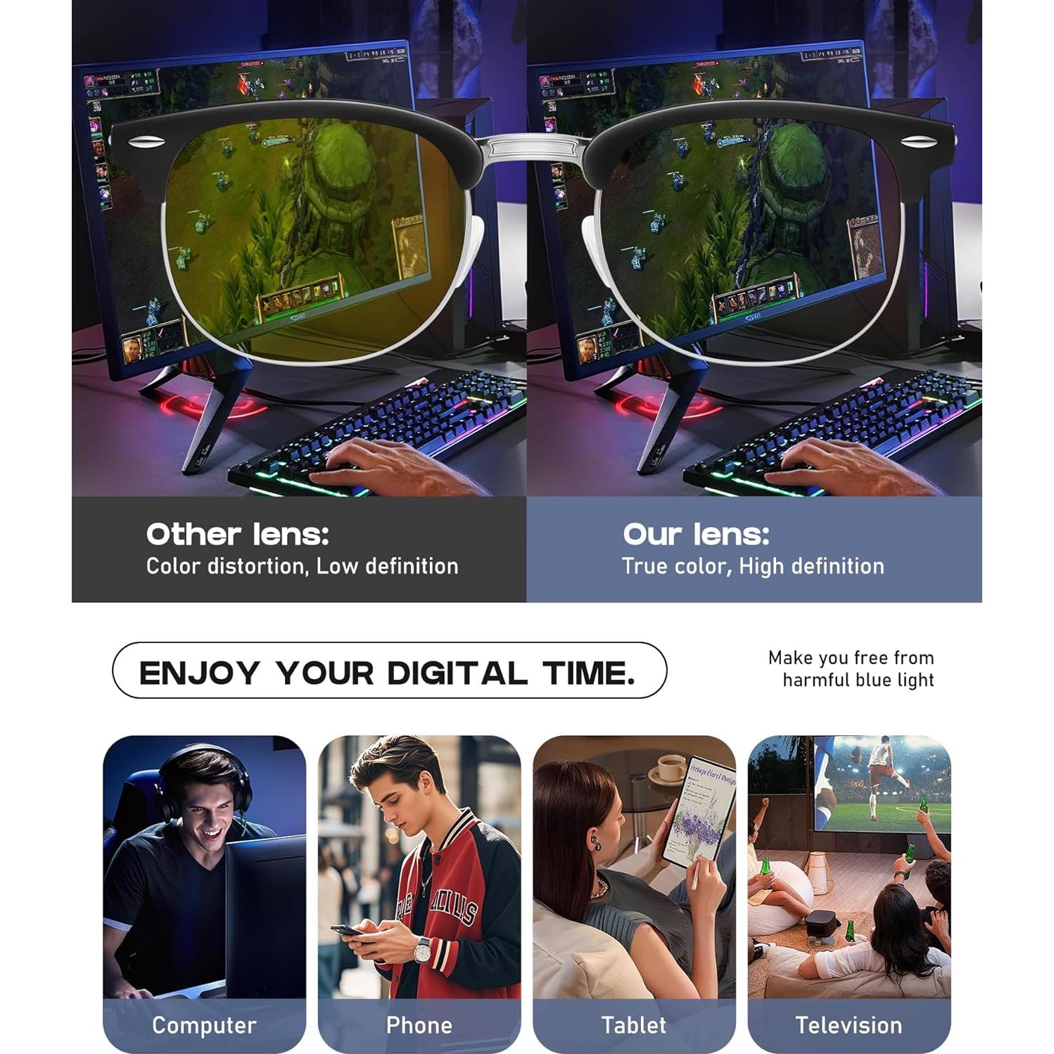 Gafas anti luz azul Perfectmiaoxuan unisex 2 pares