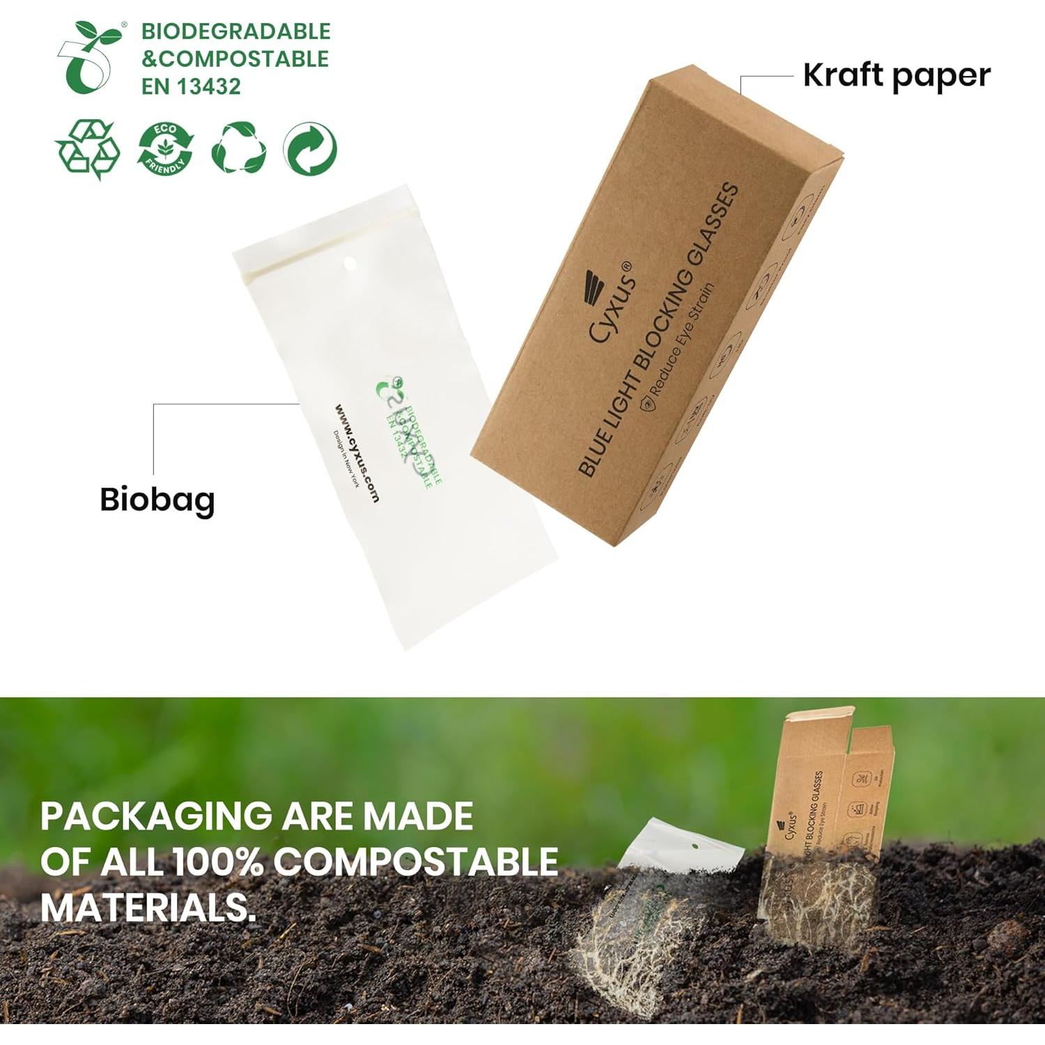 Gafas de luz azul Cyxus TR90+Metal cuadradas anti-reflejo