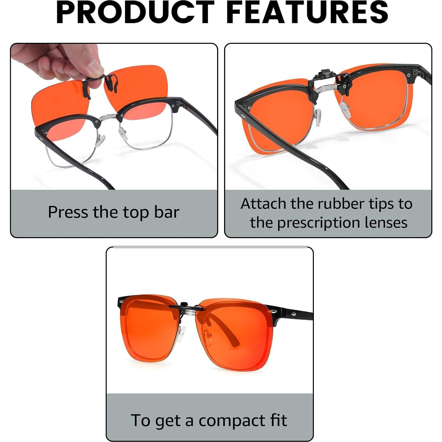 Gafas Clip-On Bloqueo Luz Azul Trysee TS103 56mm Naranja