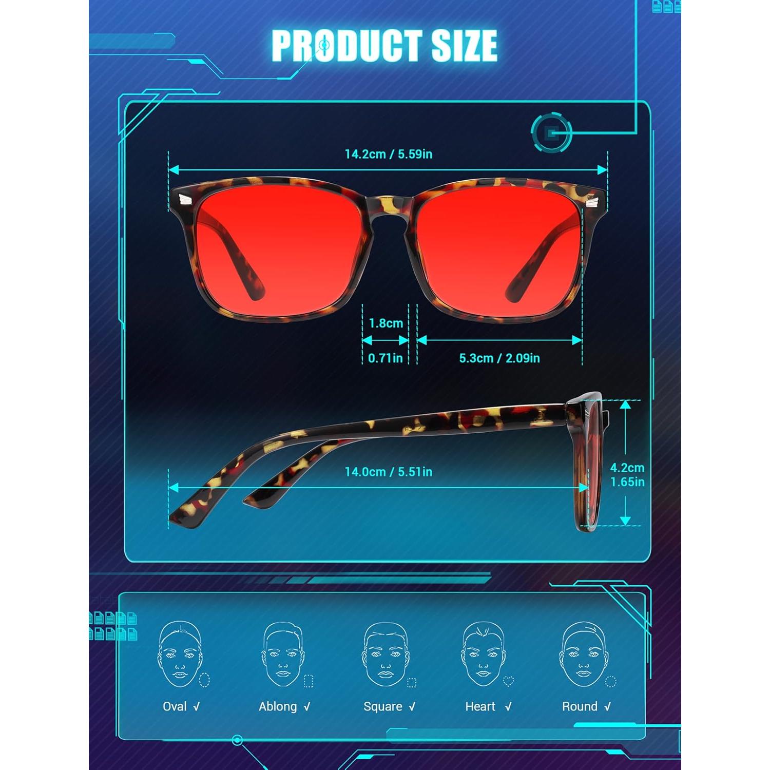 Gafas de Sueño TIJN con Lentes Rojos para Bloqueo Luz Azul