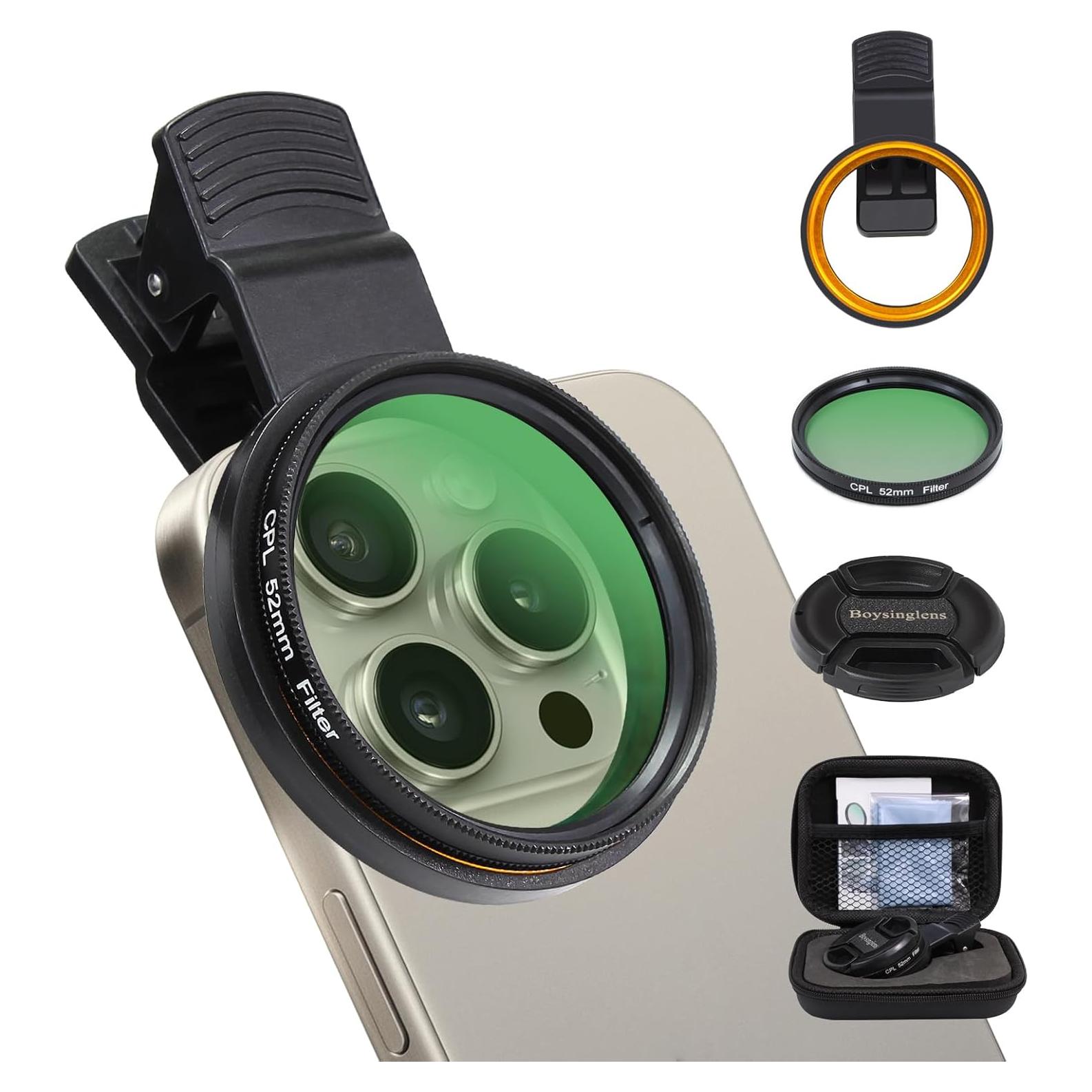 Filtro CPL 52mm Boysinglens - Polarizador Circular para Smartphone