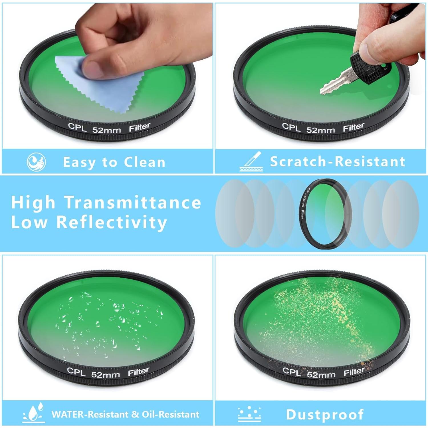 Filtro CPL 52mm Boysinglens - Polarizador Circular para Smartphone