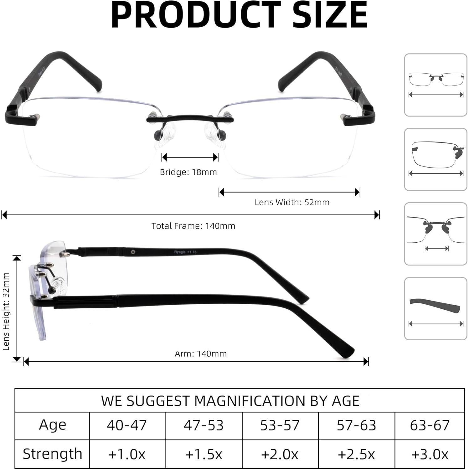 Pack 2 Lentes de Lectura Sin Montura 2.5x Filtro Luz Azul