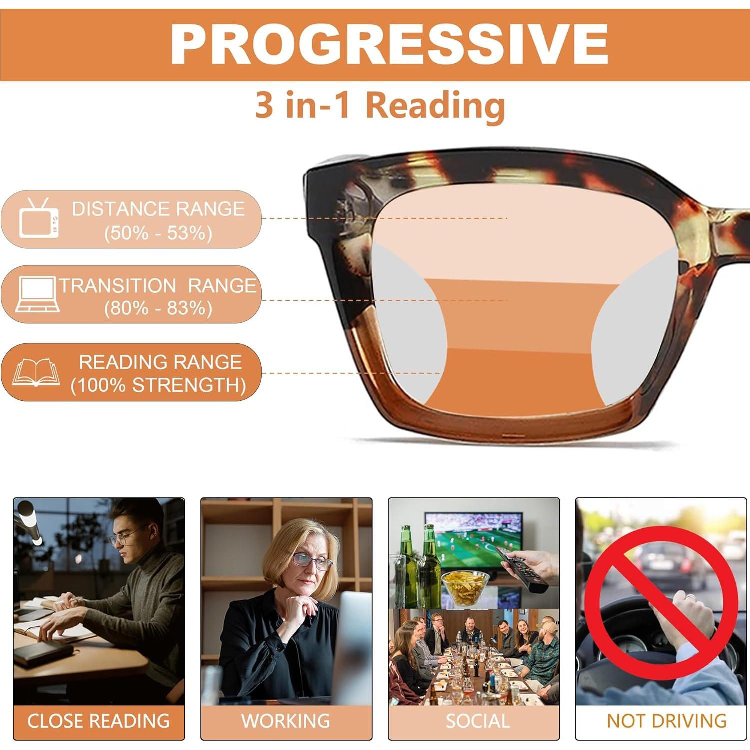 Gafas de lectura progresivas Zxyoo tortuga 2.25x anti-luz azul