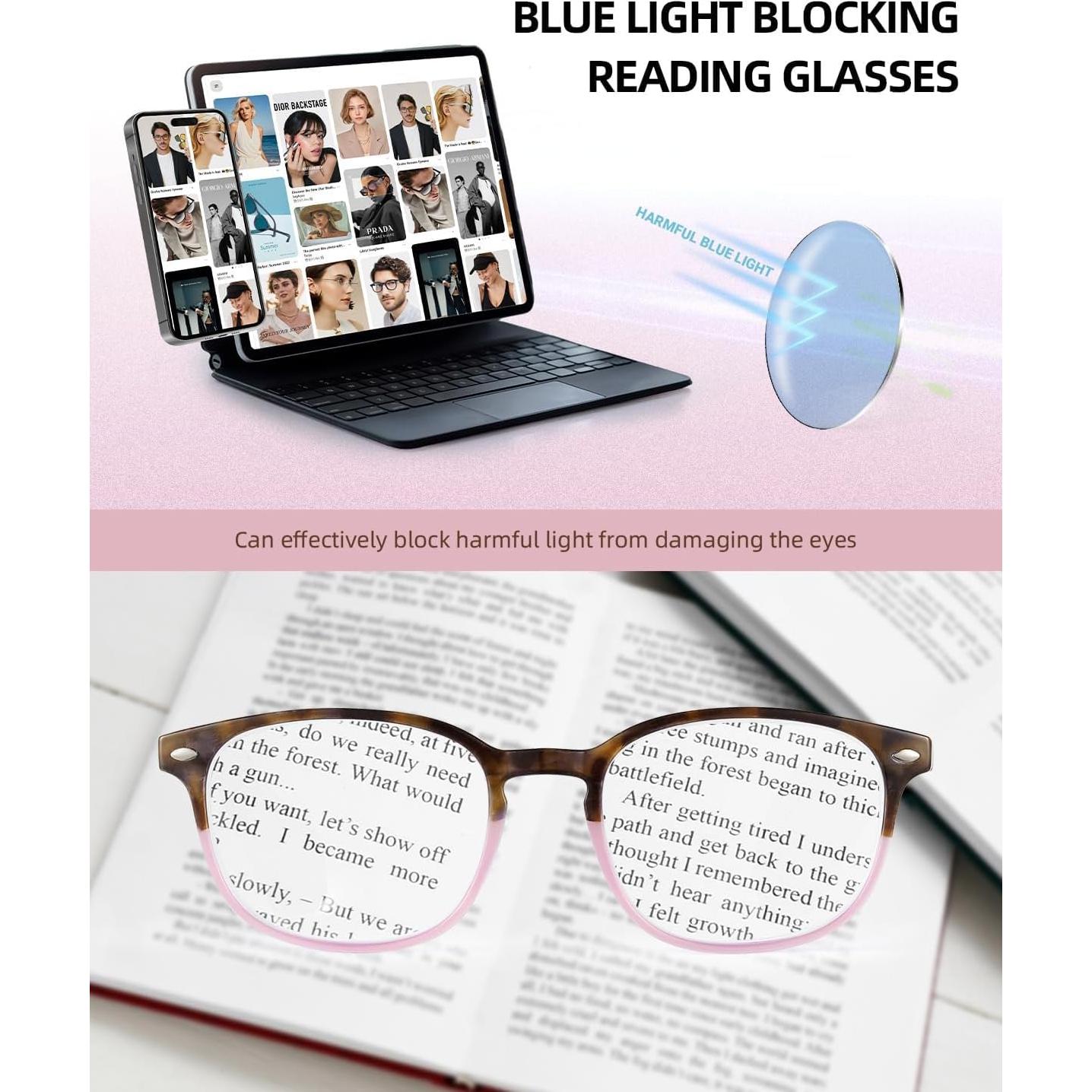 Gafas de lectura con luz azul JM - Paquete de 6 colores +2.25