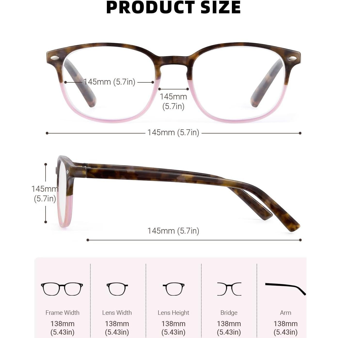 Gafas de lectura con luz azul JM - Paquete de 6 colores +2.25