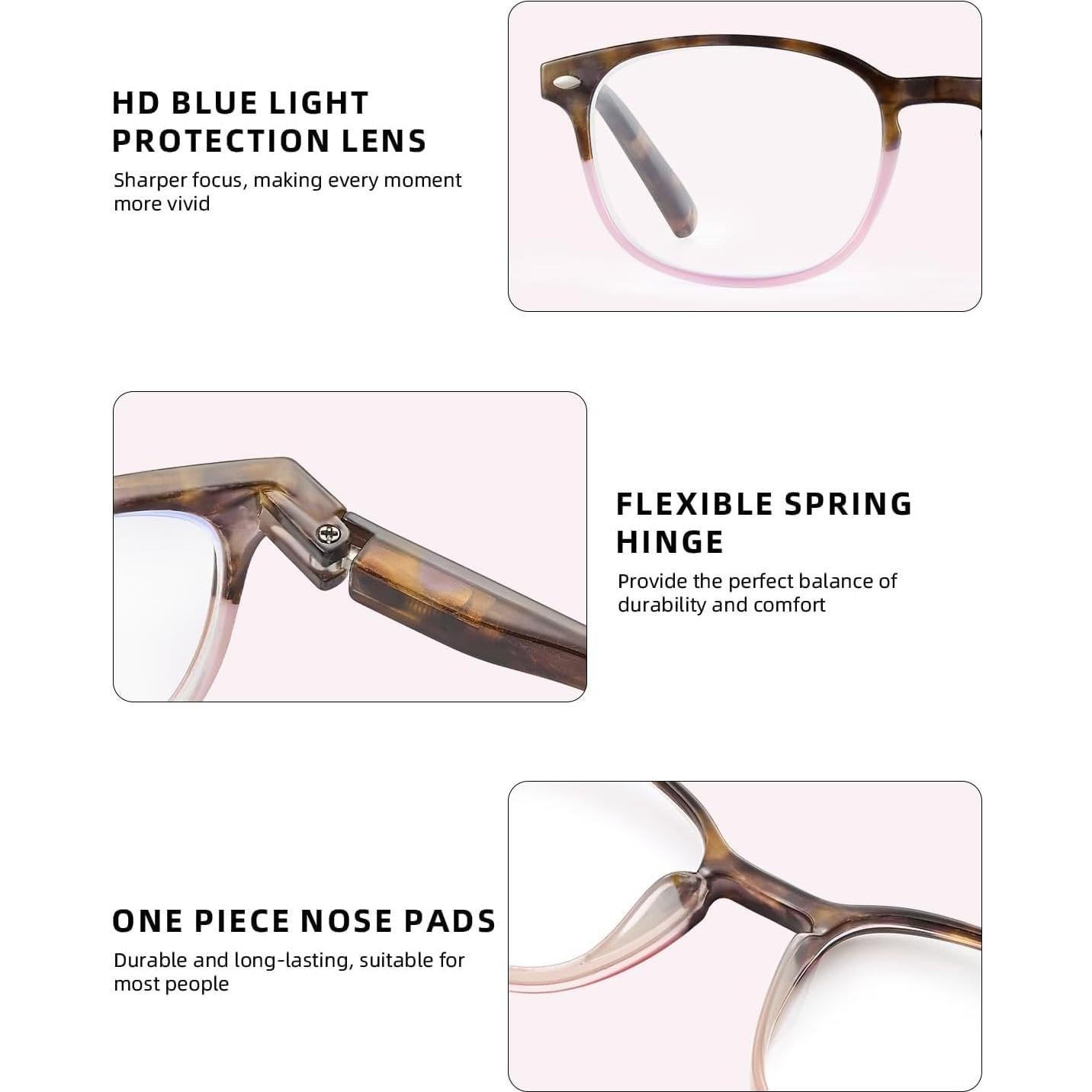 Gafas de lectura con luz azul JM - Paquete de 6 colores +2.25