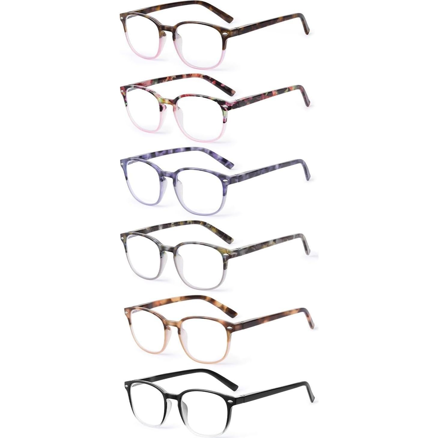 Gafas de lectura con luz azul JM - Paquete de 6 colores +2.25