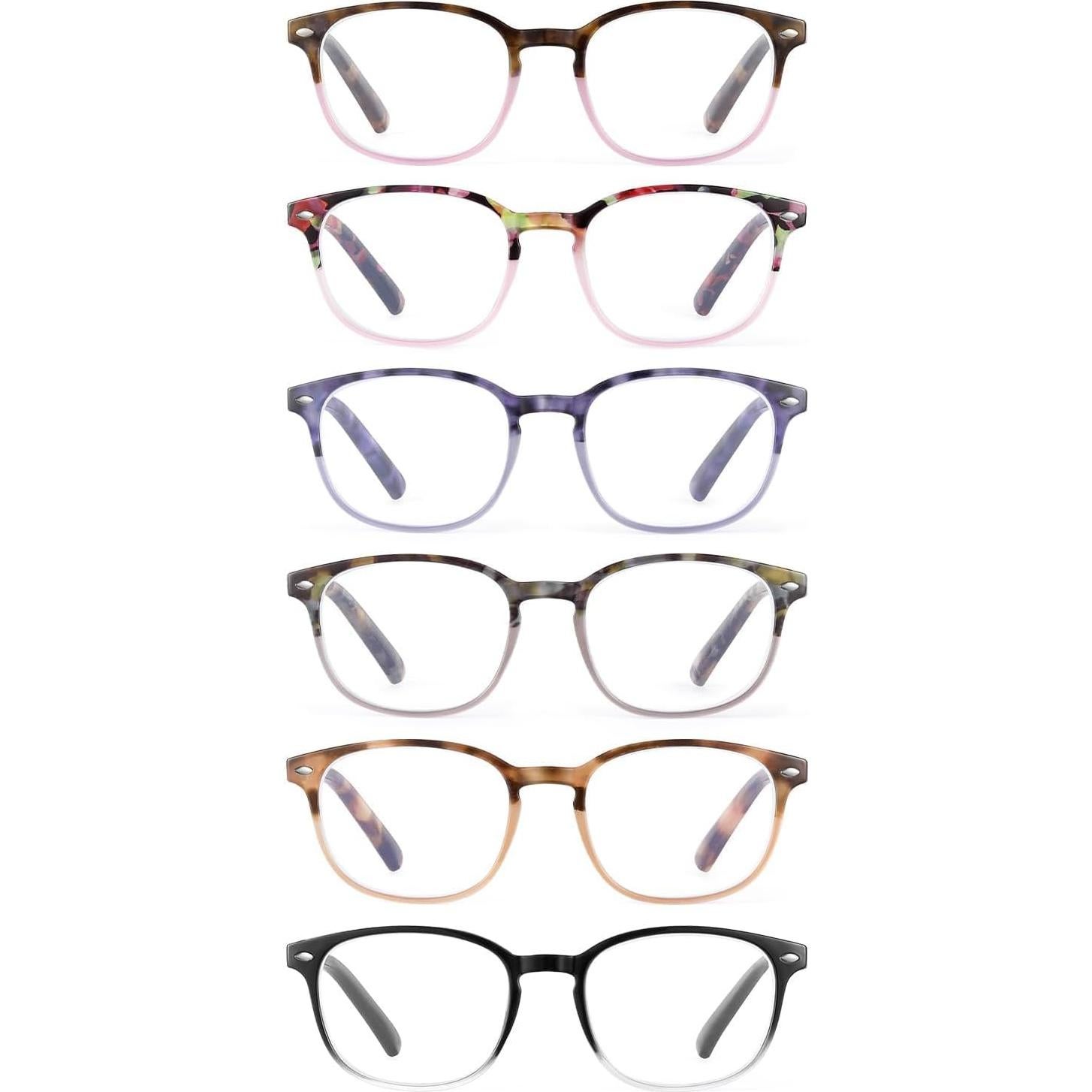 Gafas de lectura con luz azul JM - Paquete de 6 colores +2.25