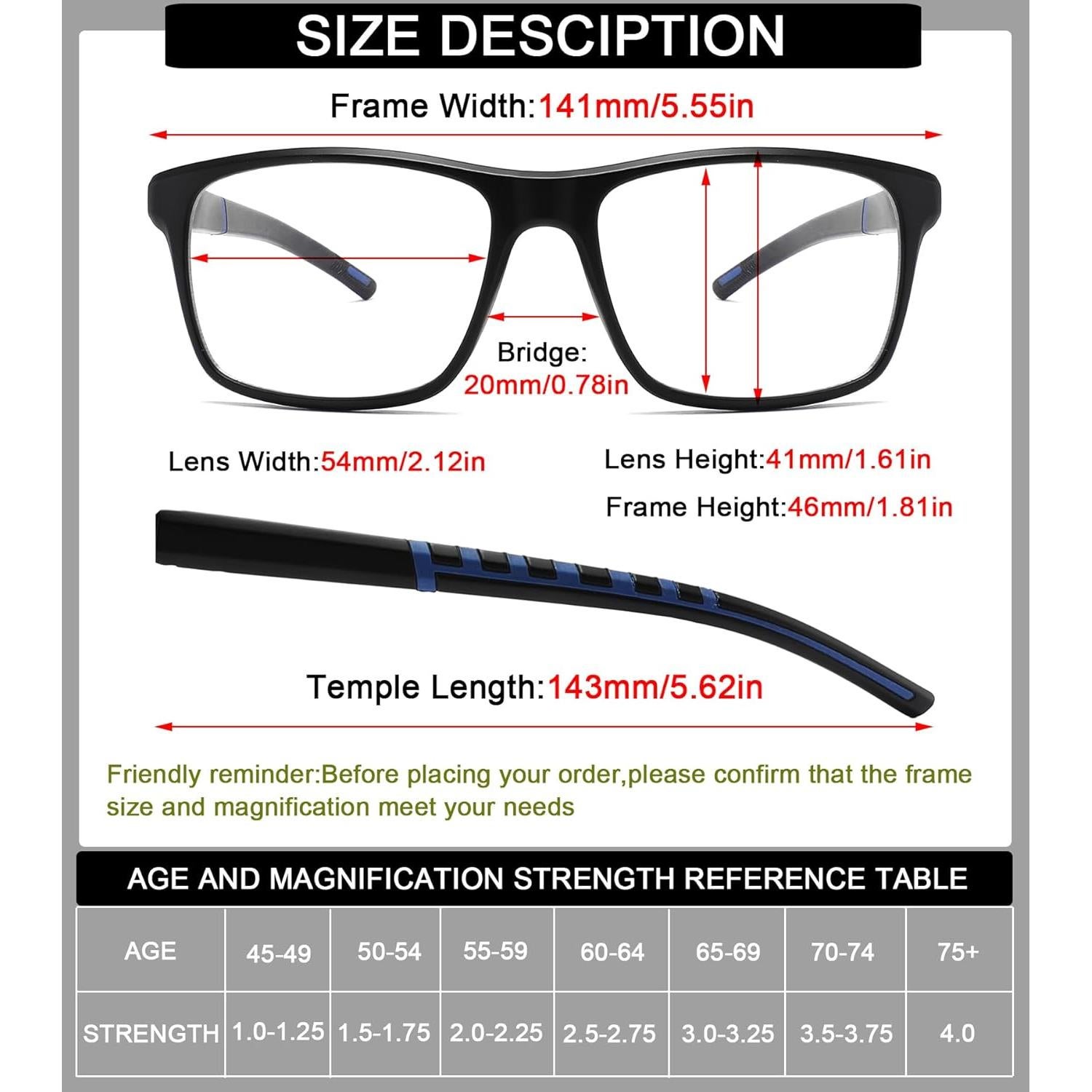 Paquete de 3 Gafas de Lectura Readersoul 3.0x Antiluz Azul