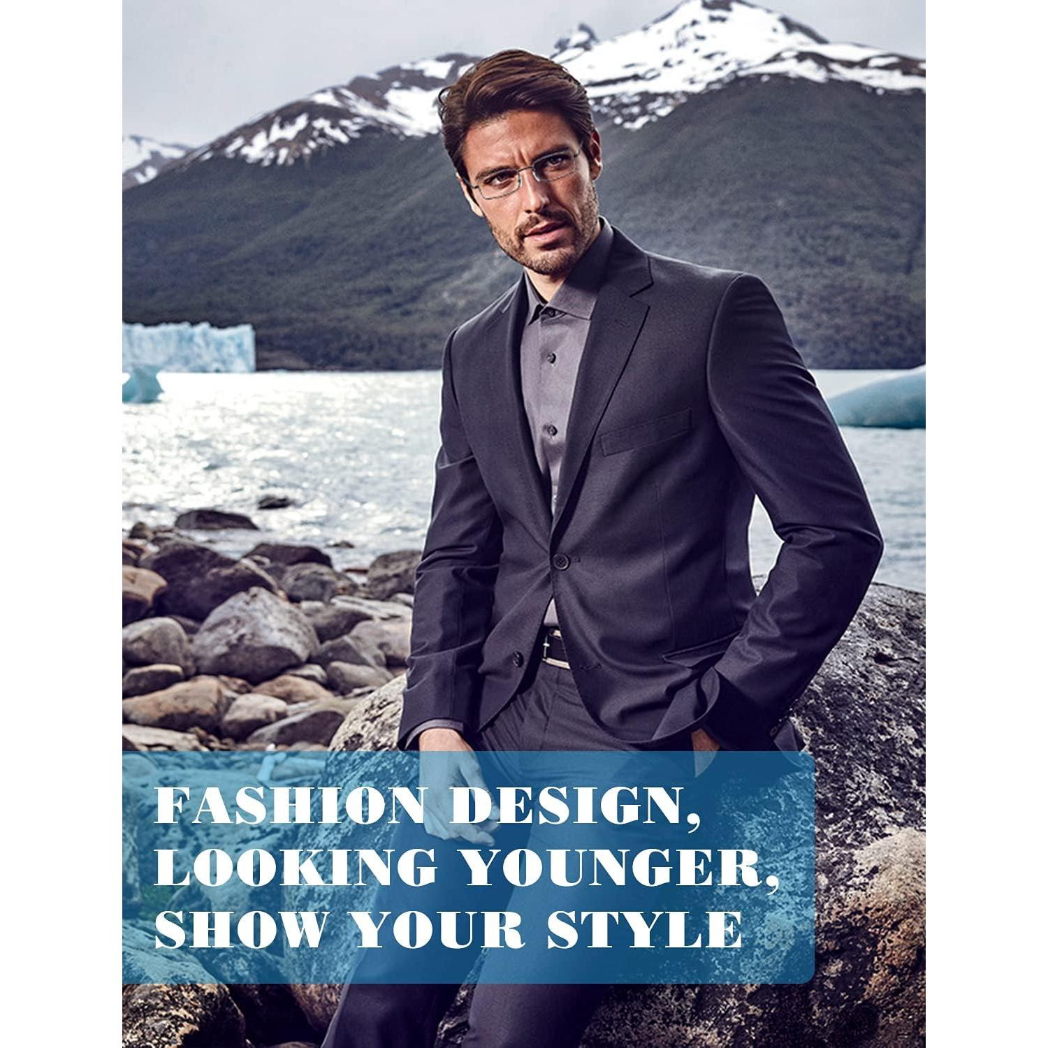 Gafas de lectura OKH 2.0x para hombres, paquete de 3 con bloqueo luz azul