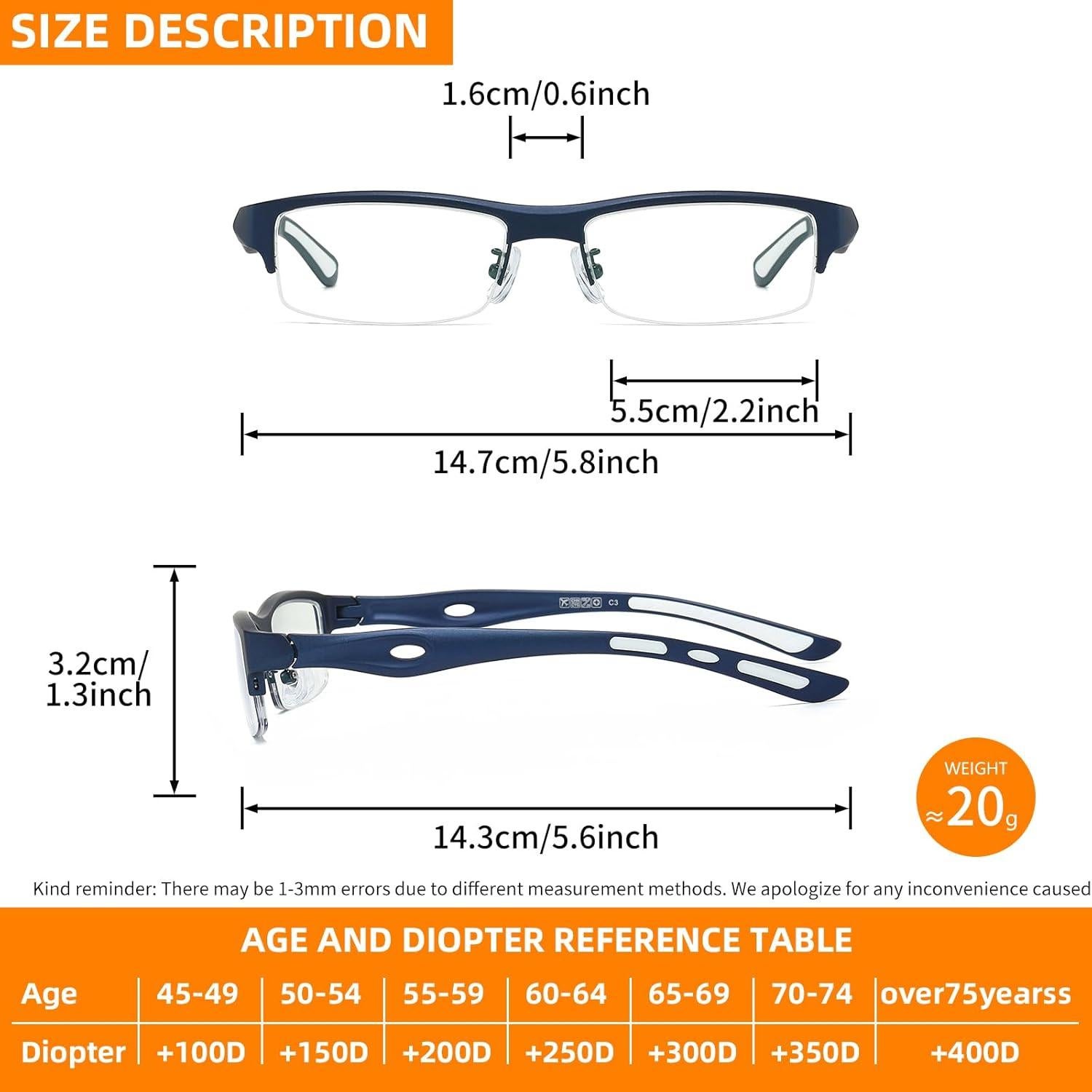 Gafas de lectura deportivas JOLLYNOVA azul 2.5x UV400