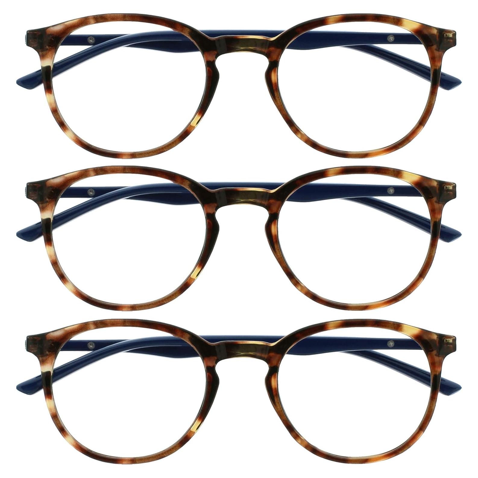 Gafas de Lectura Opulize MET Bloqueo Luz Azul Marrón Paquete 3