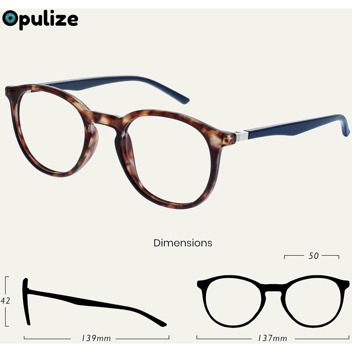 Gafas de Lectura Opulize MET Bloqueo Luz Azul Marrón Paquete 3