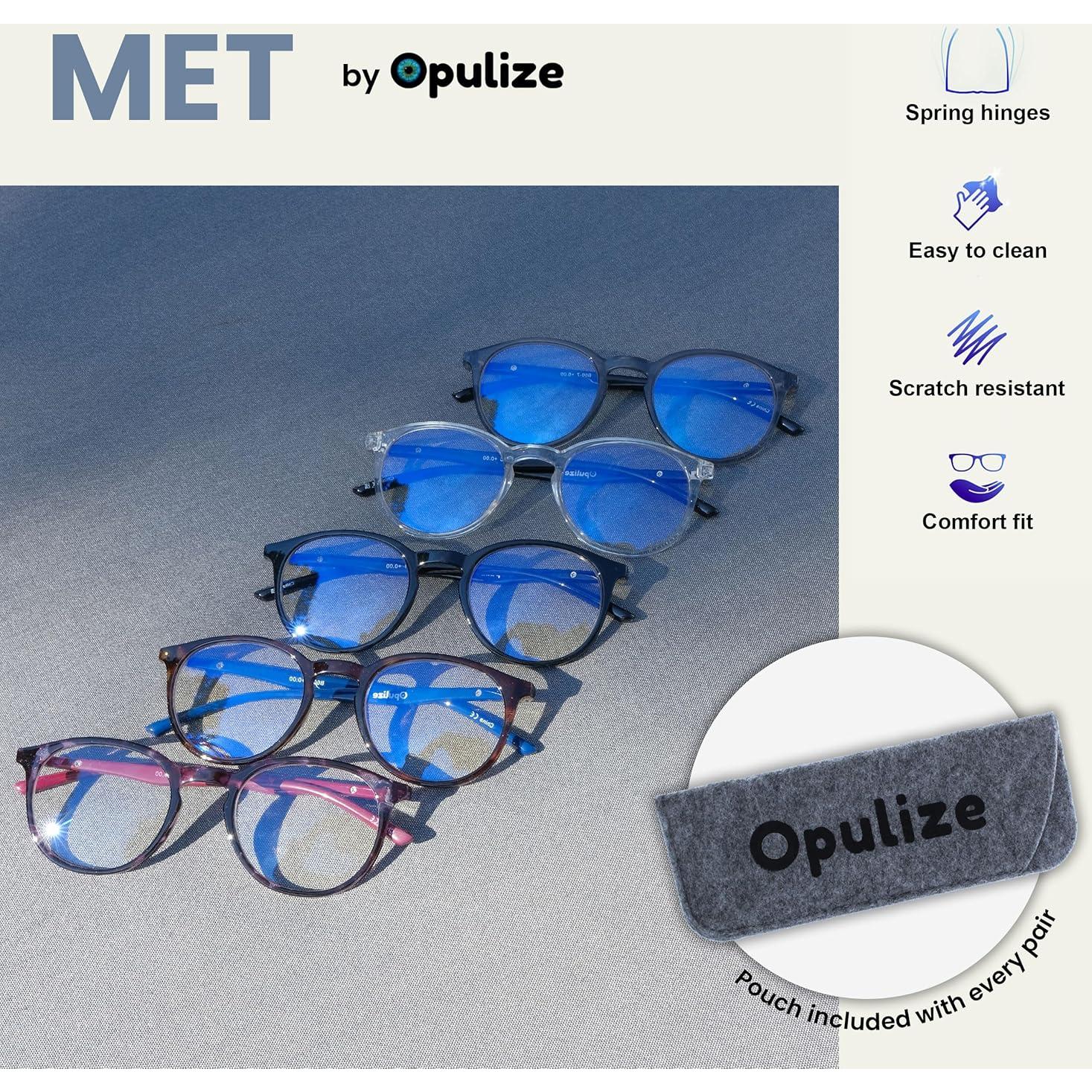 Gafas de Lectura Opulize MET Bloqueo Luz Azul Marrón Paquete 3