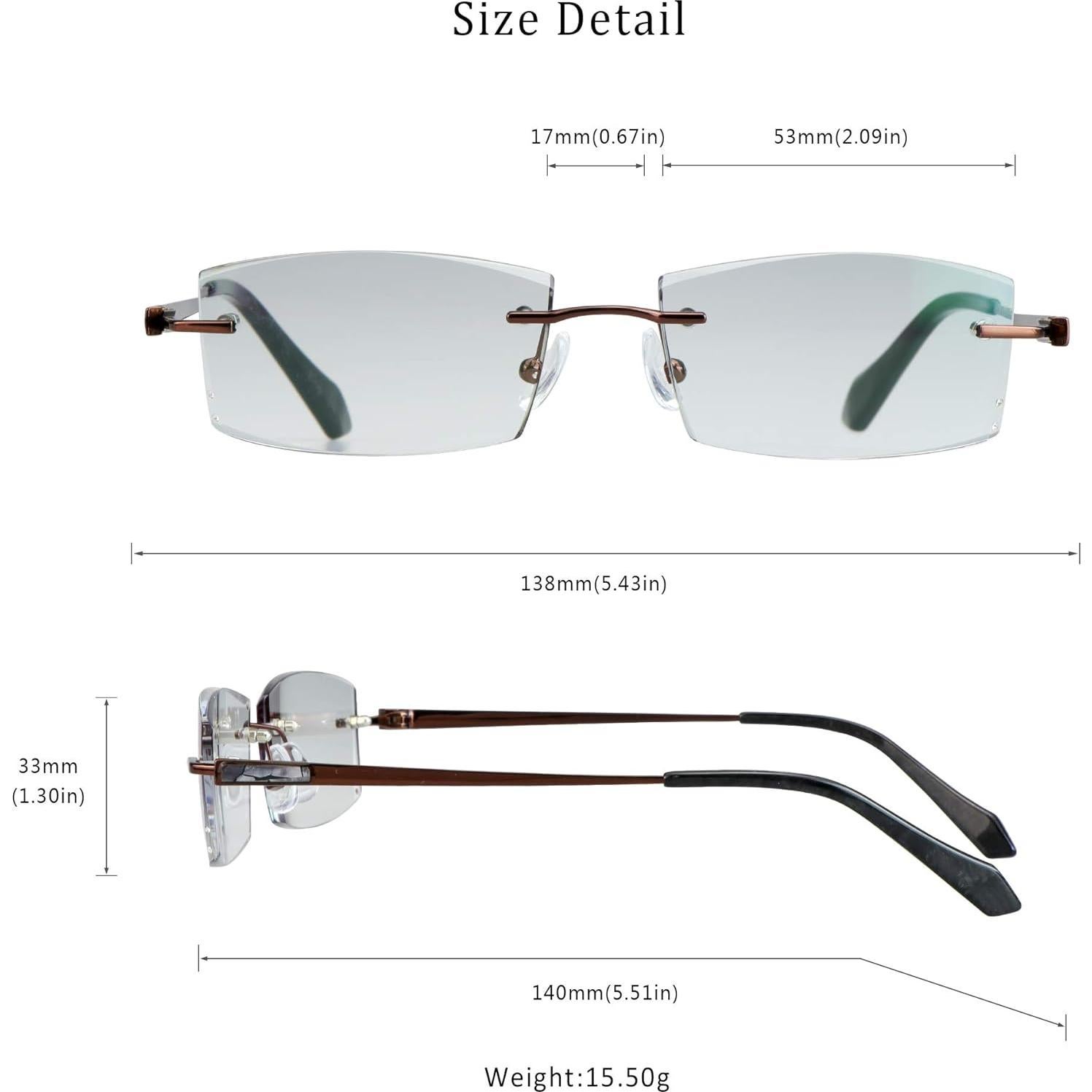 Gafas de bloqueo de luz azul LifeArt, marco sin montura +3.00