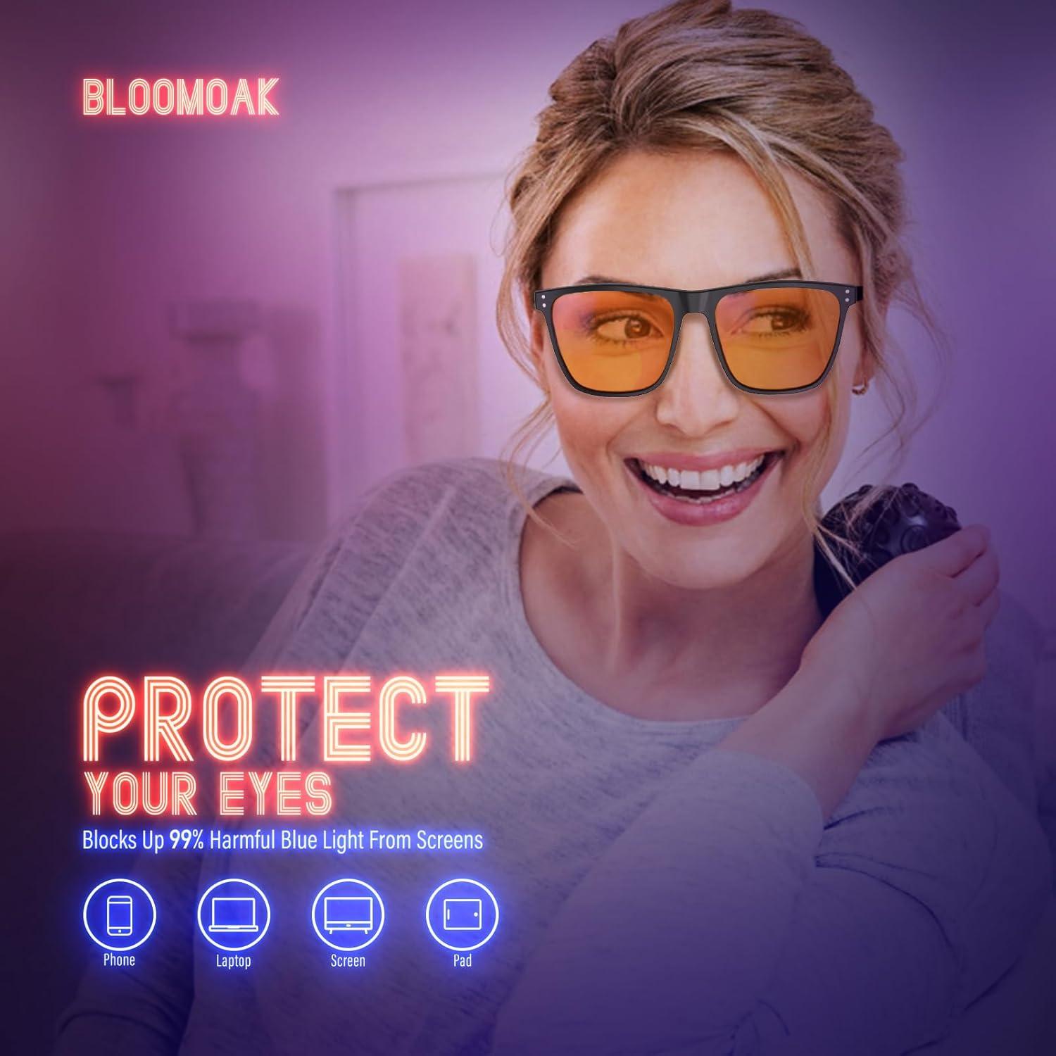 Gafas Bloqueadoras de Luz Azul Bloomoak Naranja 99% Anti Fatiga