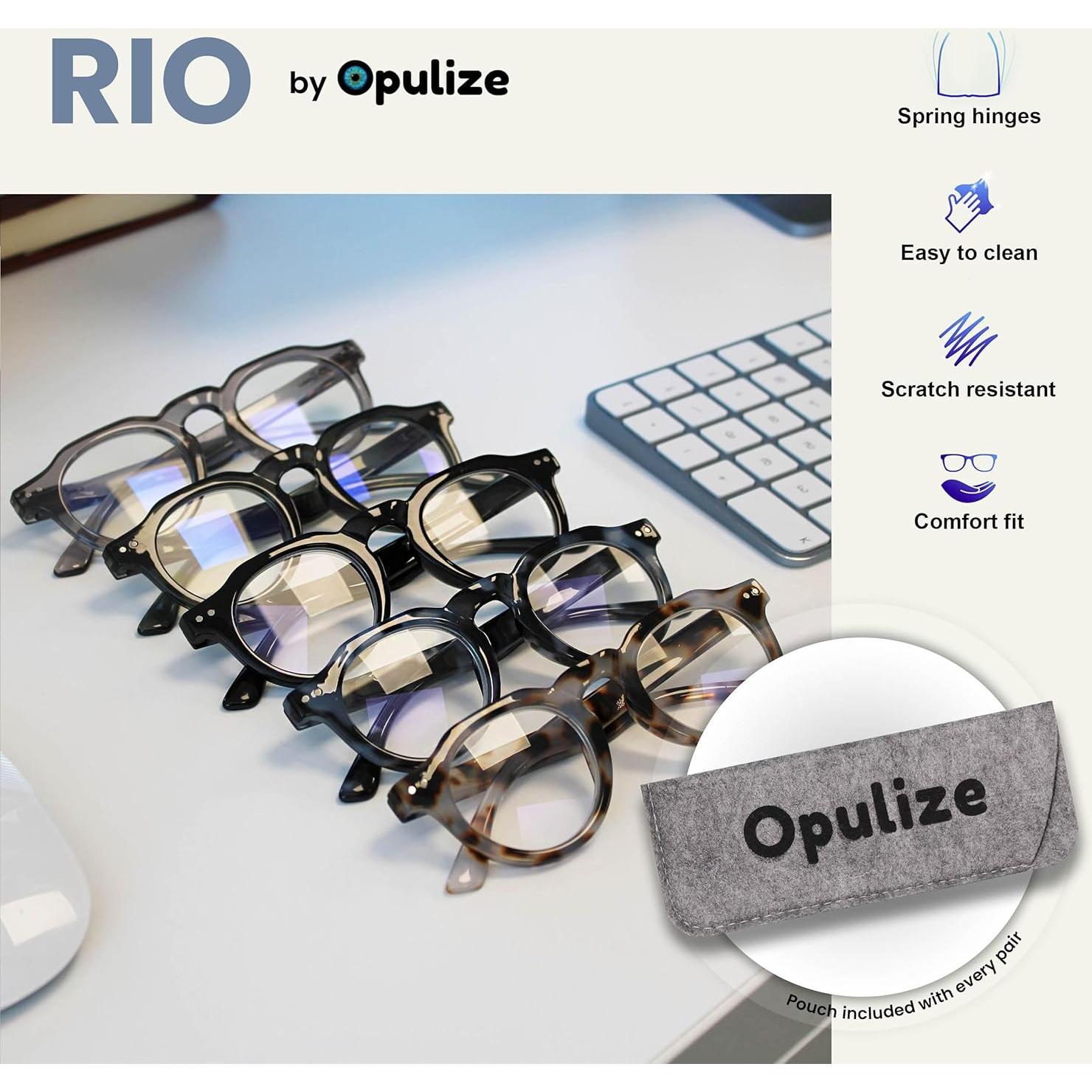 Gafas de Lectura OPULIZE RIO Filtro Luz Azul +1.5 Paquete 5