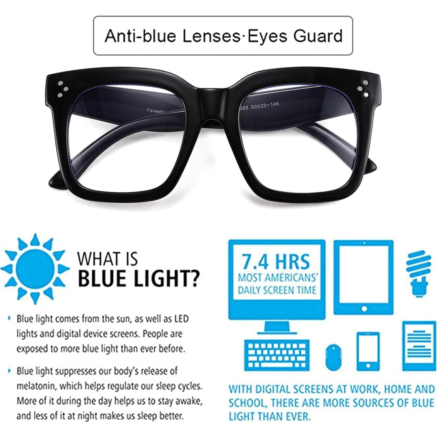 Gafas de Bloqueo de Luz Azul FEISEDY Marco Negro 51mm