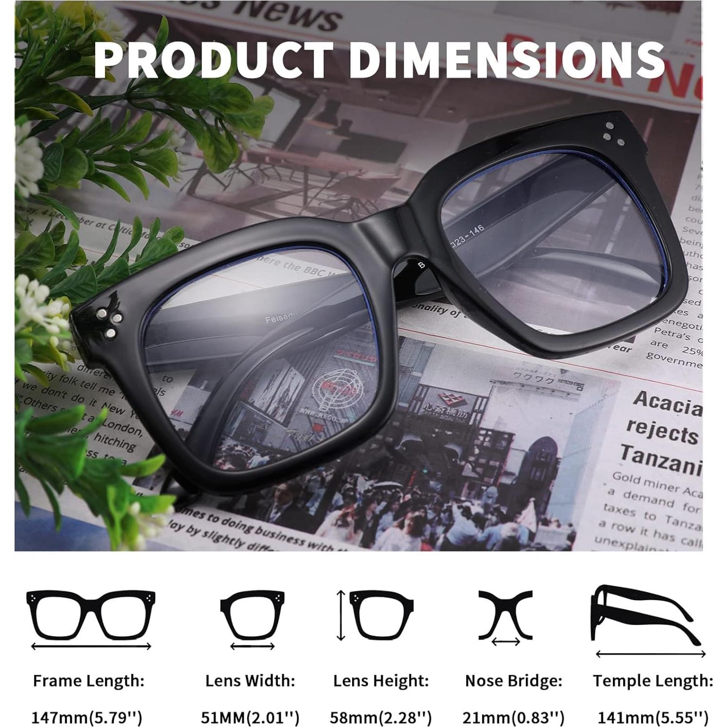 Gafas de Bloqueo de Luz Azul FEISEDY Marco Negro 51mm