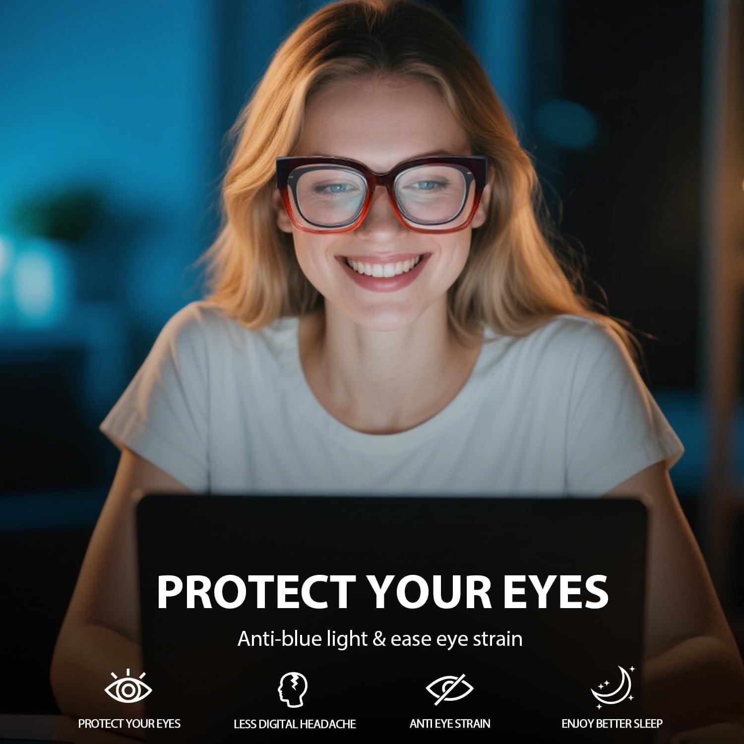 Gafas VIEWBETTER Fit Over Anti-Luz Azul para Mujeres - Marco Rosa Gradiente