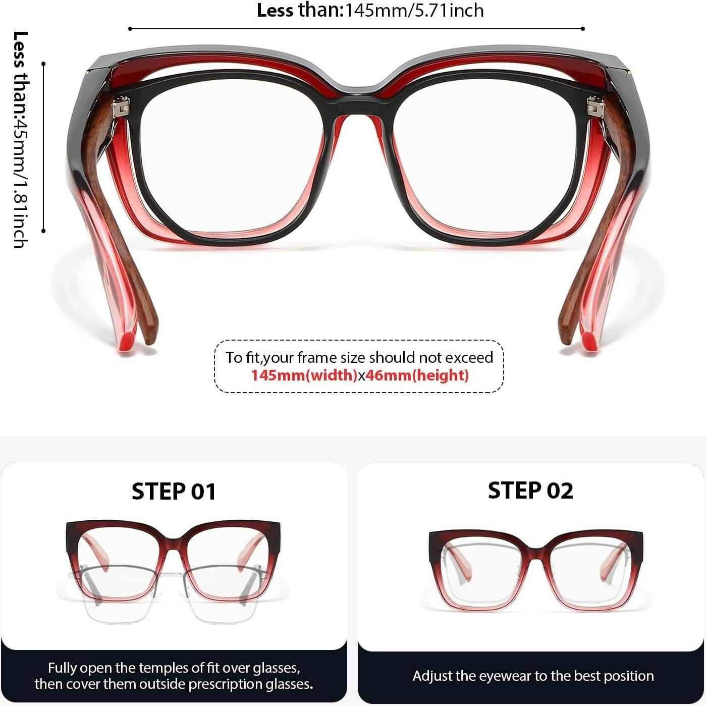 Gafas VIEWBETTER Fit Over Anti-Luz Azul para Mujeres - Marco Rosa Gradiente