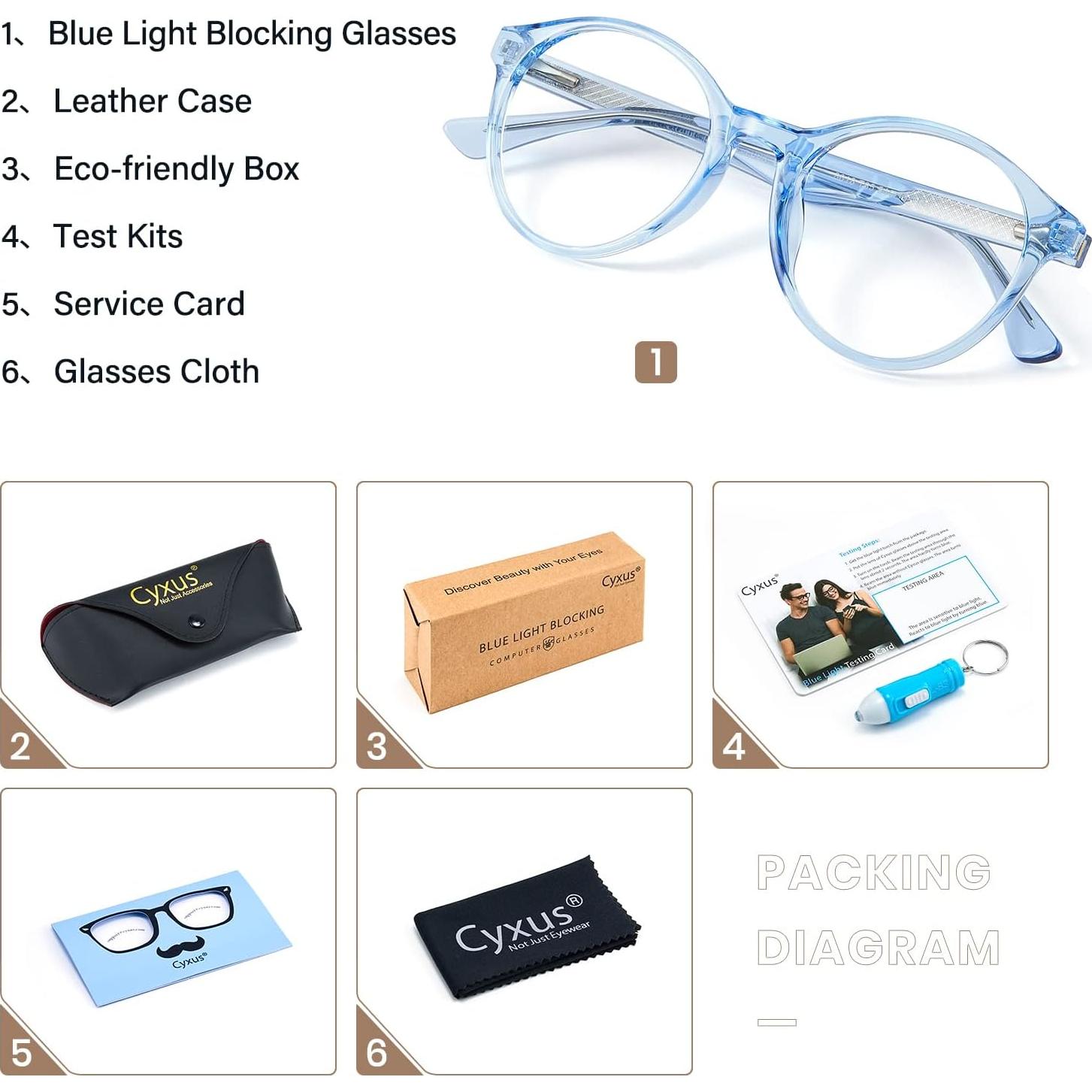 Gafas de luz azul Cyxus TR90 grandes para computadora 8018