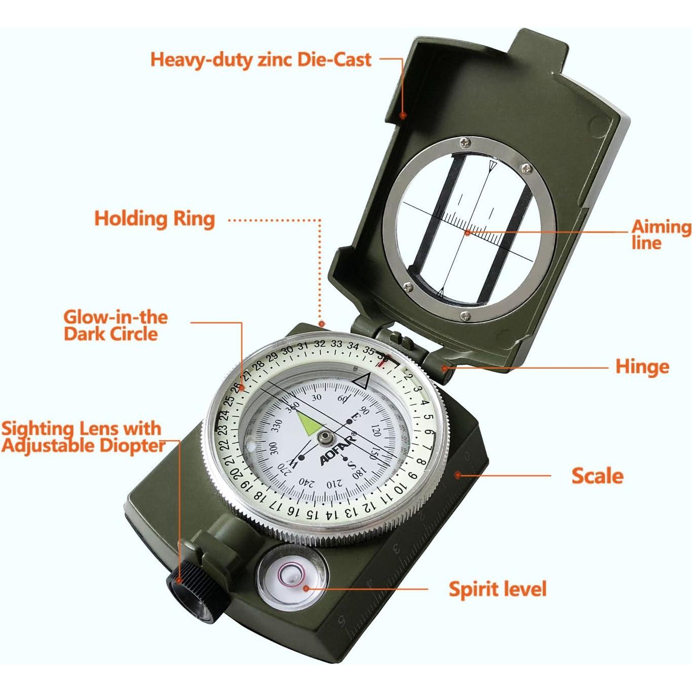 Brújula Militar AOFAR AF-4580 Impermeable y Compacta
