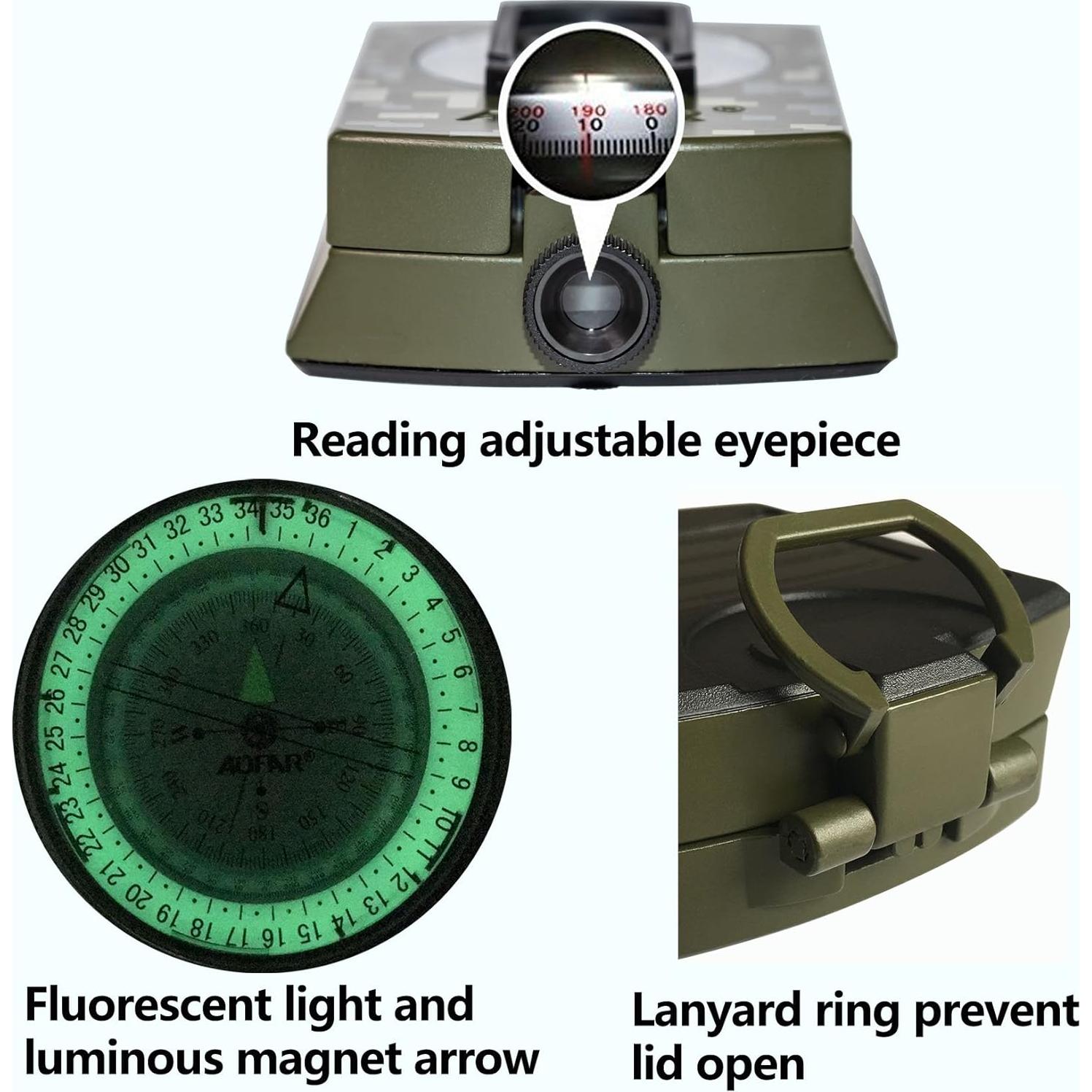 Brújula Militar AOFAR AF-4580 Impermeable y Compacta
