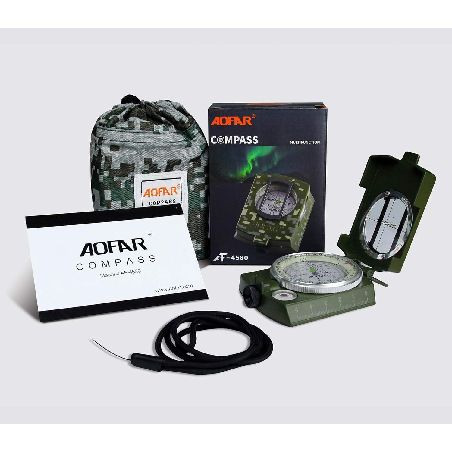 Brújula Militar AOFAR AF-4580 Impermeable y Compacta