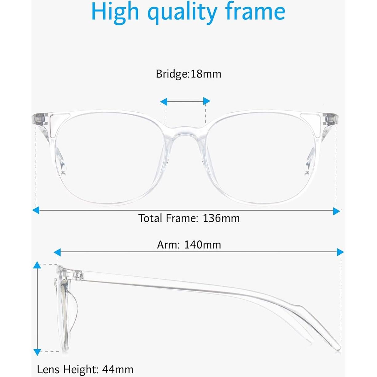 Gafas ANRRI Bloqueo Luz Azul Redondas Transparentes Unisex