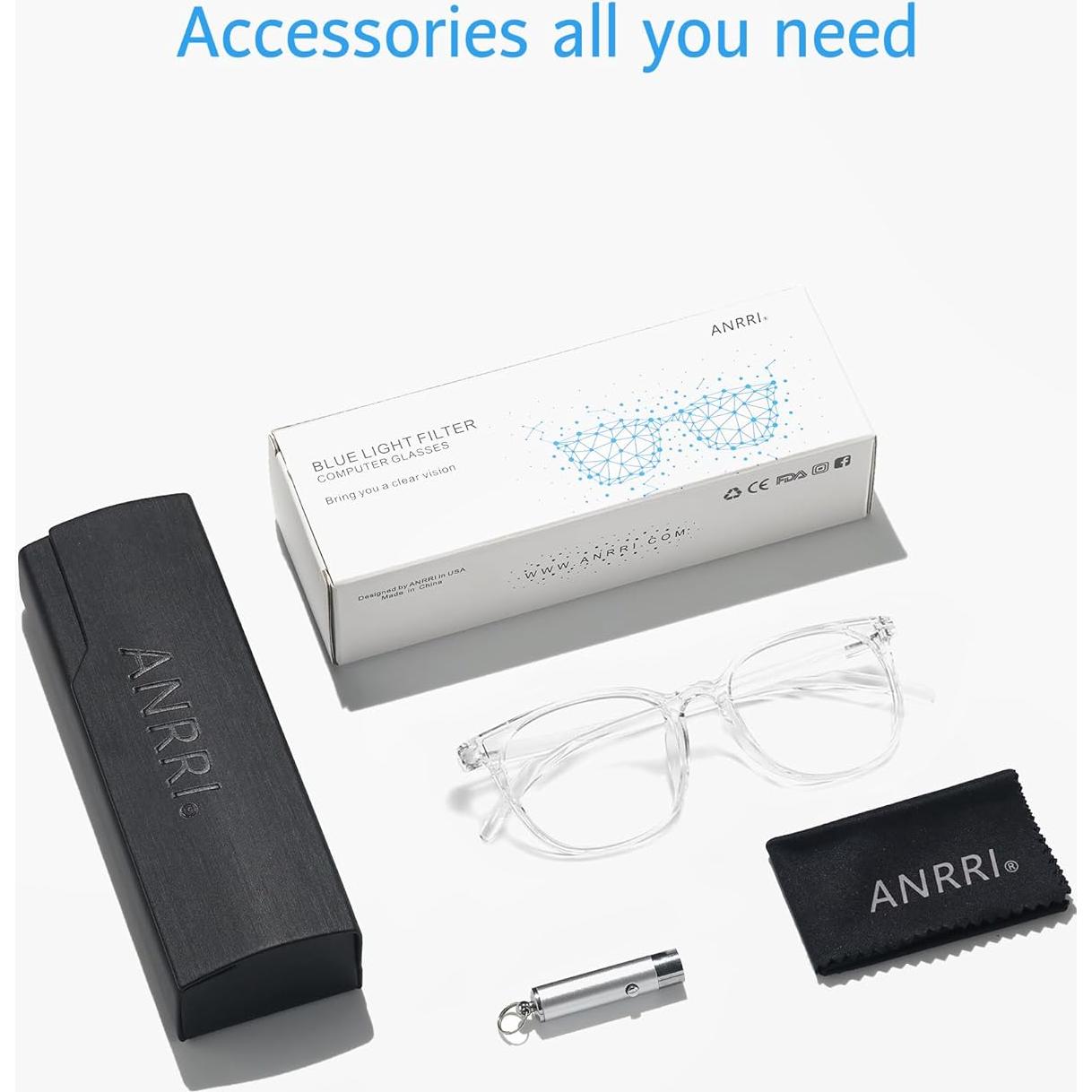 Gafas ANRRI Bloqueo Luz Azul Redondas Transparentes Unisex