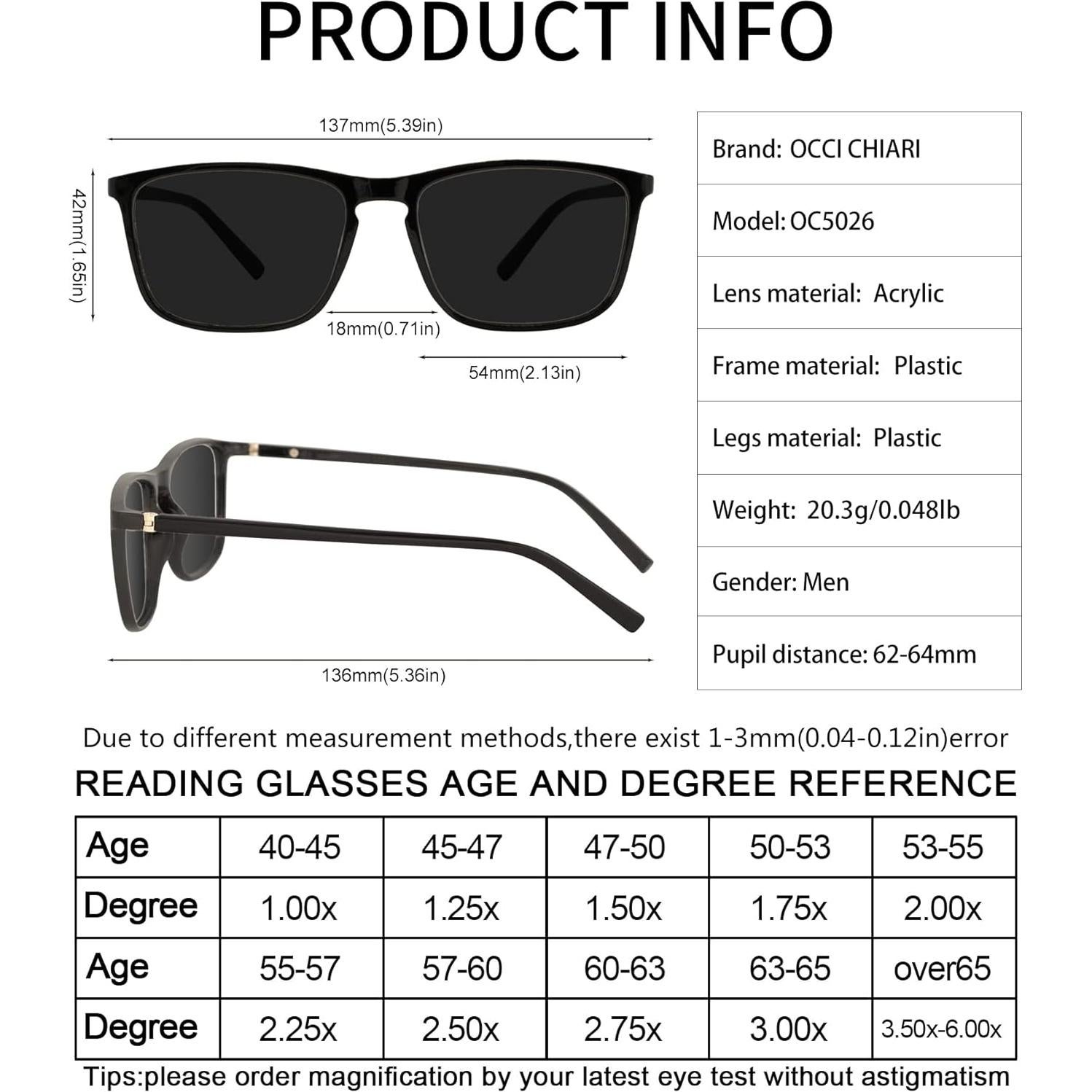 Gafas de Sol Polarizadas OCCI CHIARI para Lectura 1.5x UV400