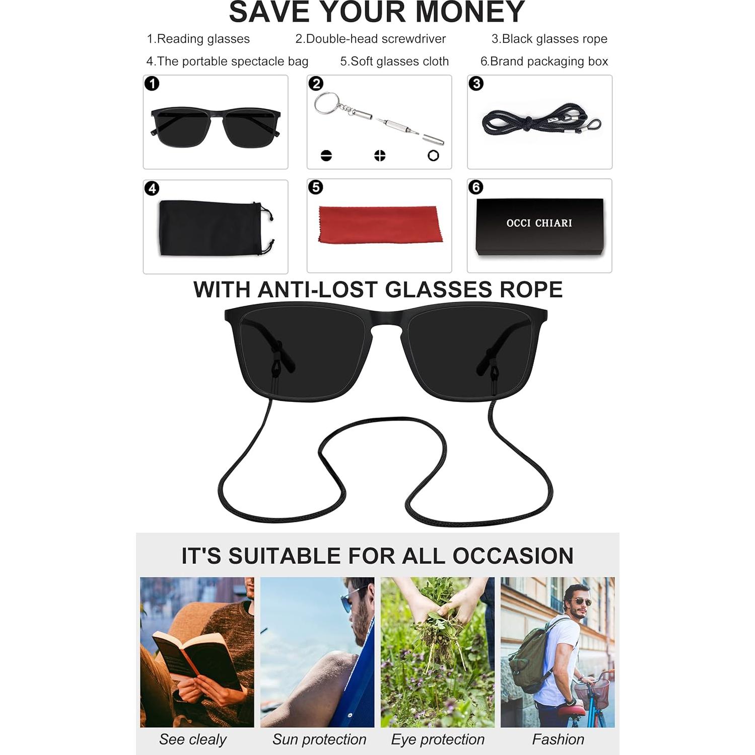 Gafas de Sol Polarizadas OCCI CHIARI para Lectura 1.5x UV400