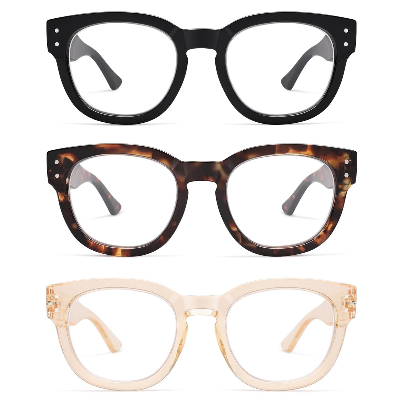 Gafas de Lectura AMOMOMA 3 Paquetes Retro Anti-Luz Azul