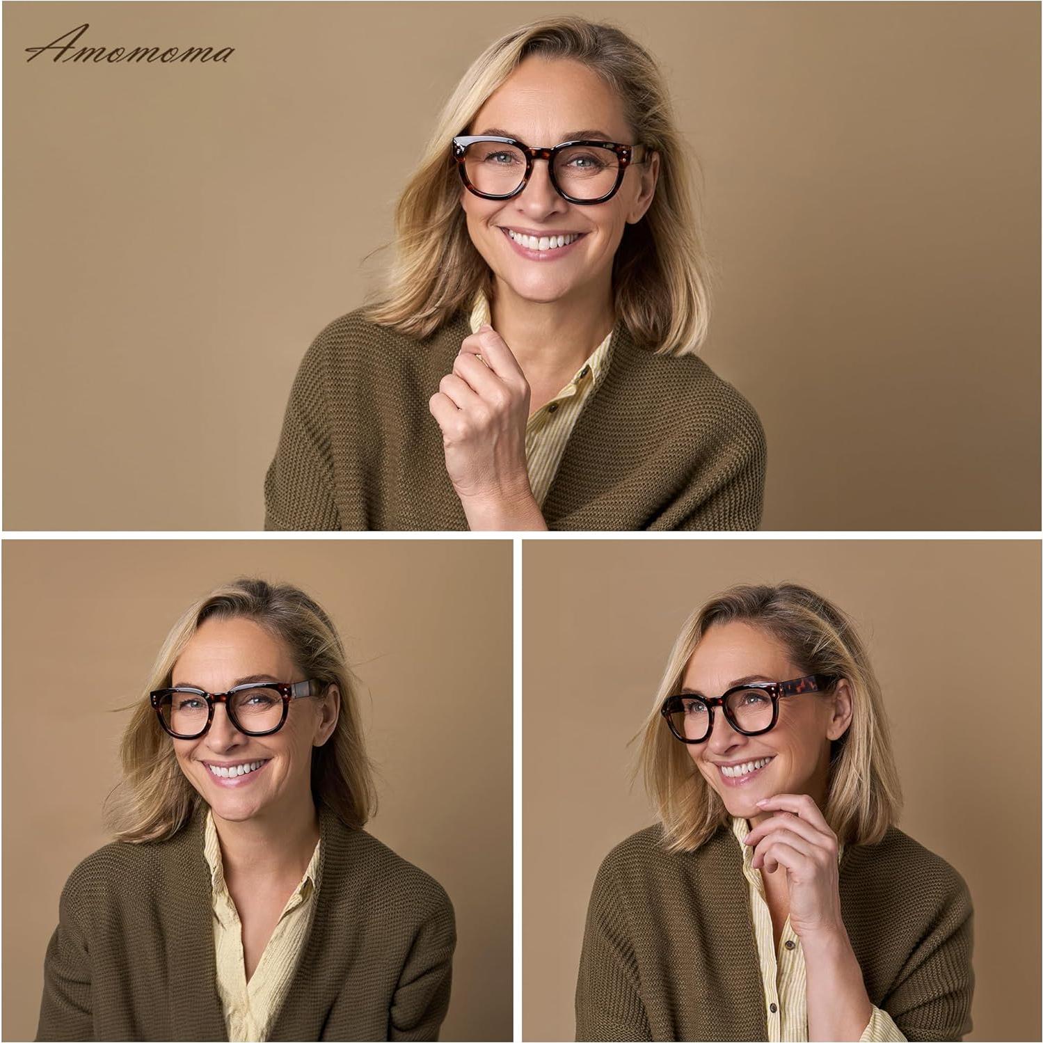 Gafas de Lectura AMOMOMA 3 Paquetes Retro Anti-Luz Azul