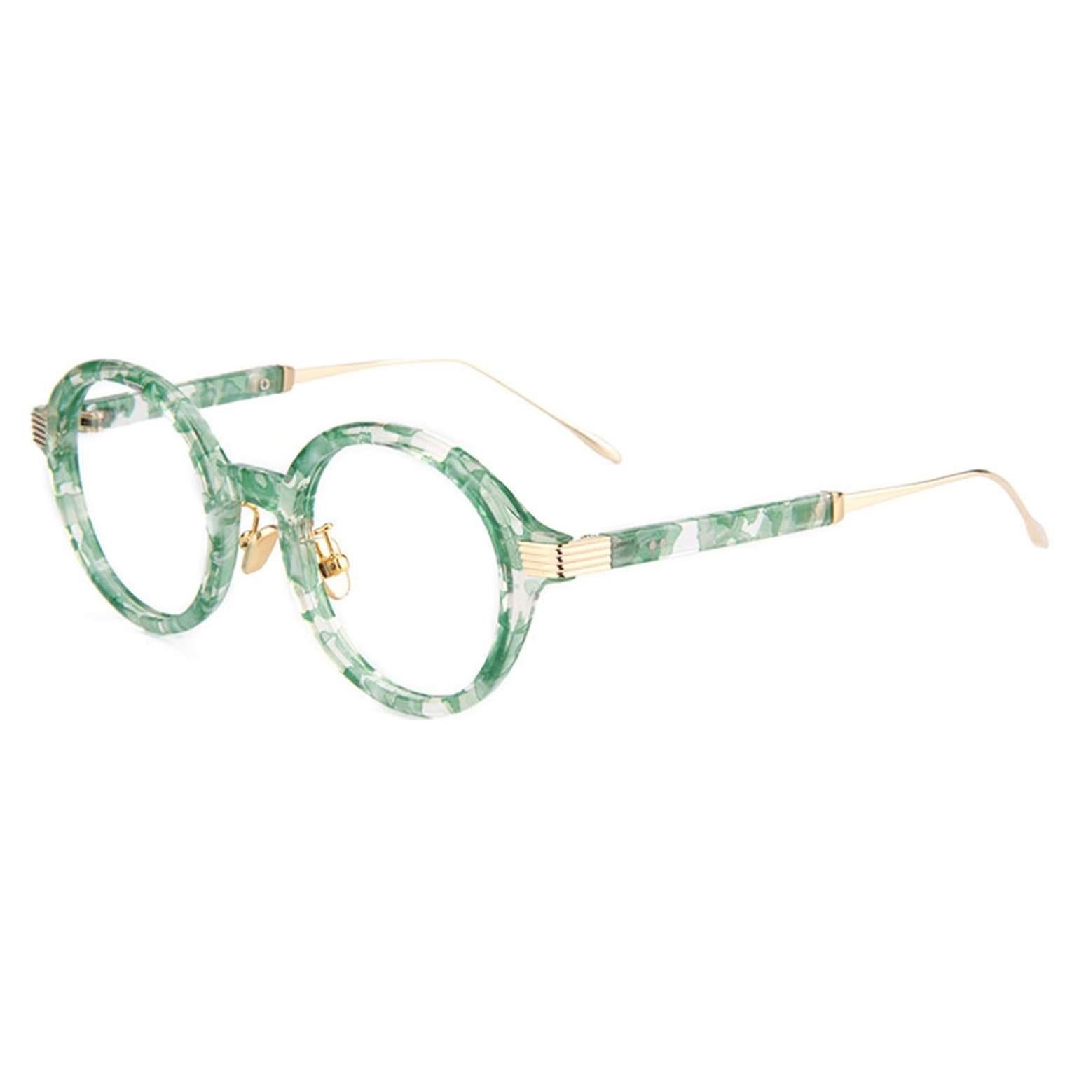 Gafas de lectura TR90 redondas Zeelool sin prescripción Floral Verde