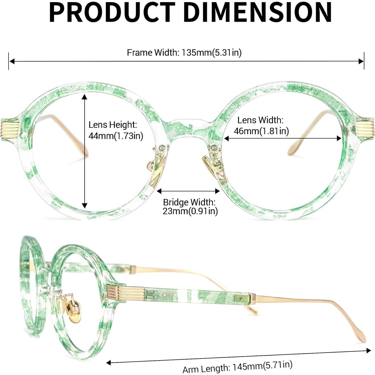 Gafas de lectura TR90 redondas Zeelool sin prescripción Floral Verde