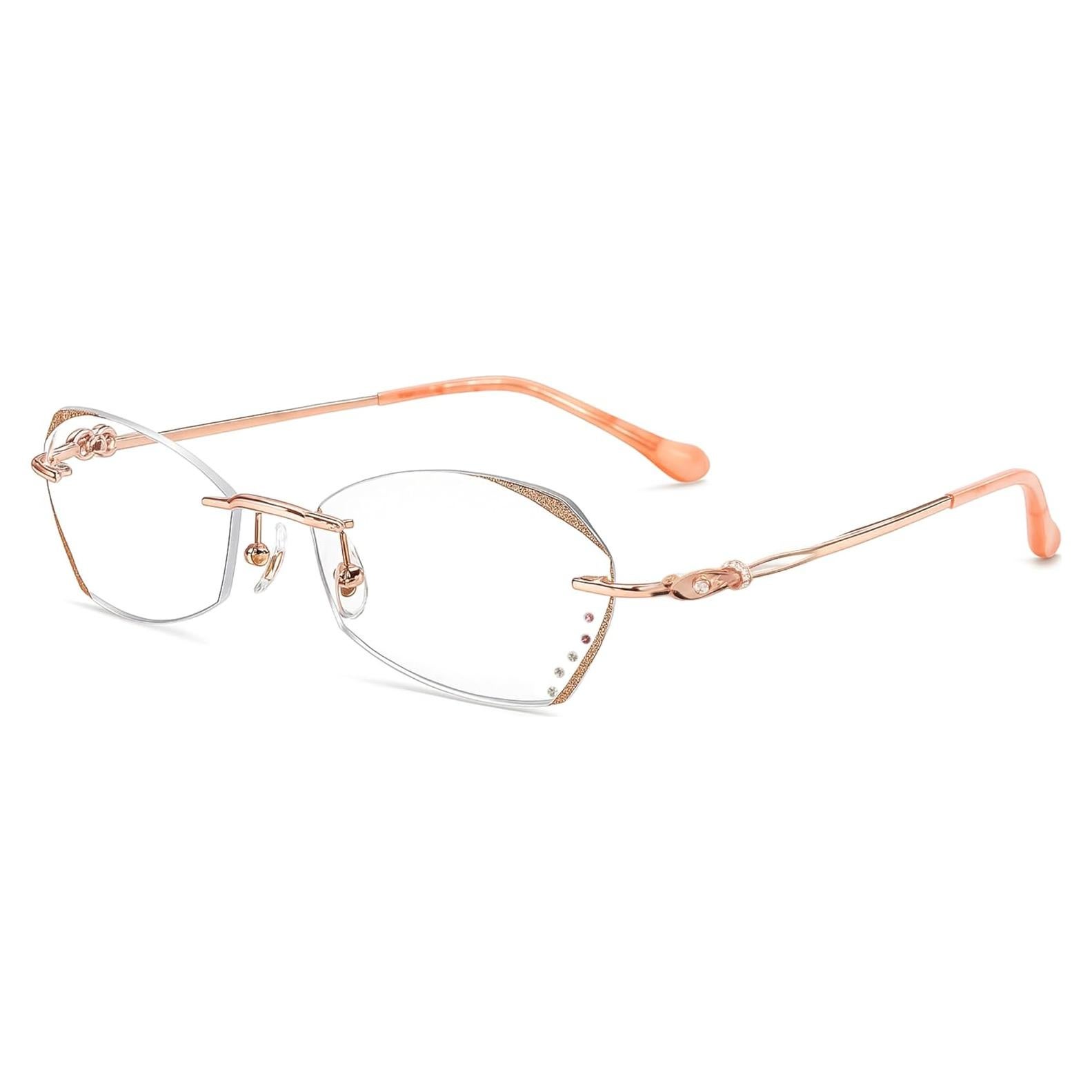 Gafas de lectura sin montura LUMIHA HD dorado rosa +3.0