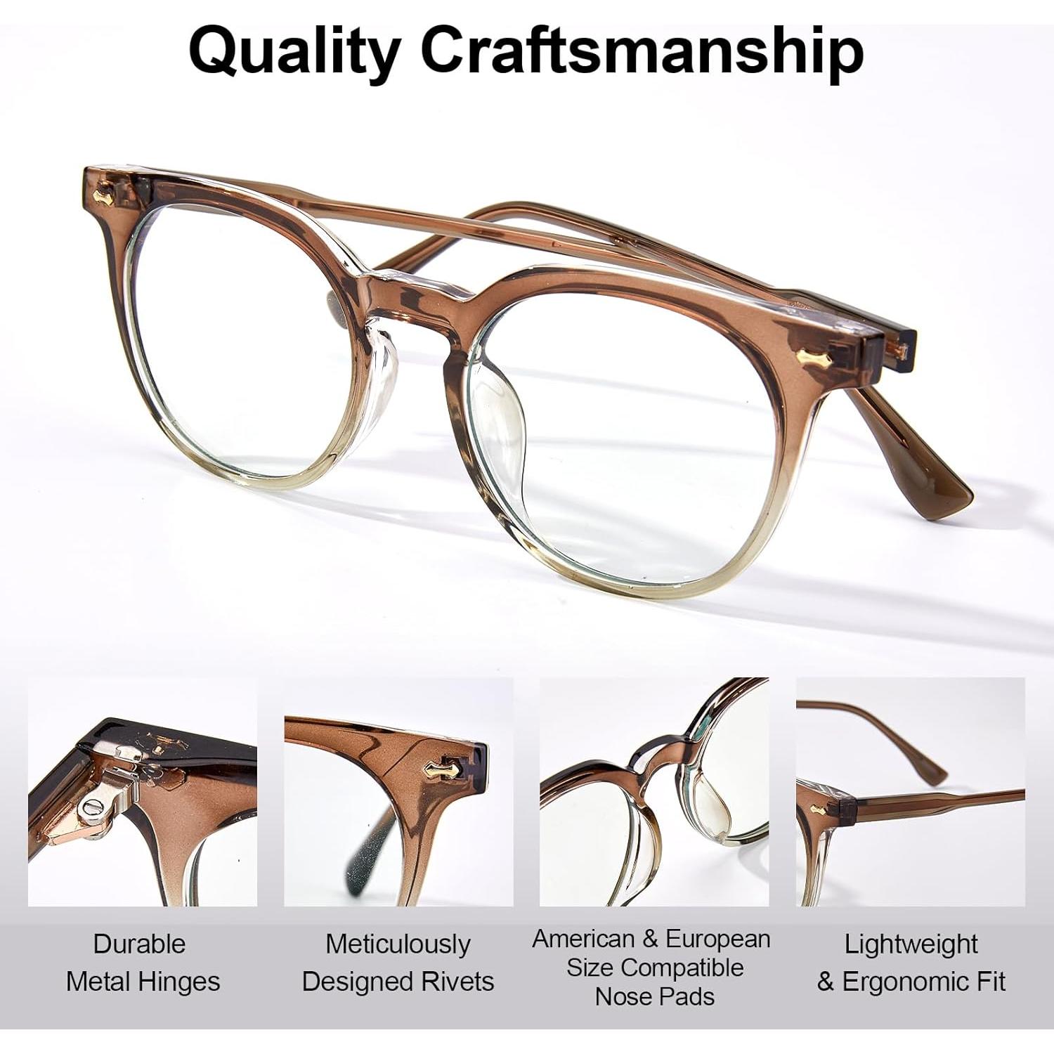 Gafas Anti Fatiga Ocular Saraudy, Bloqueo Luz Azul, Montura Redonda