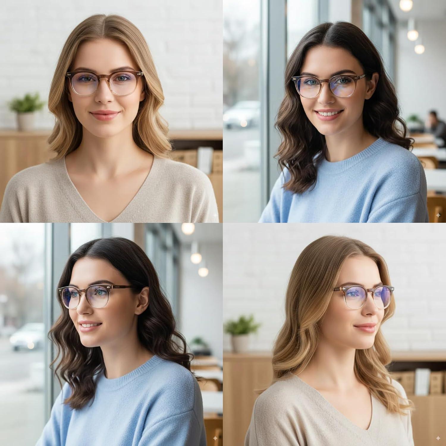 Gafas Anti Fatiga Ocular Saraudy, Bloqueo Luz Azul, Montura Redonda