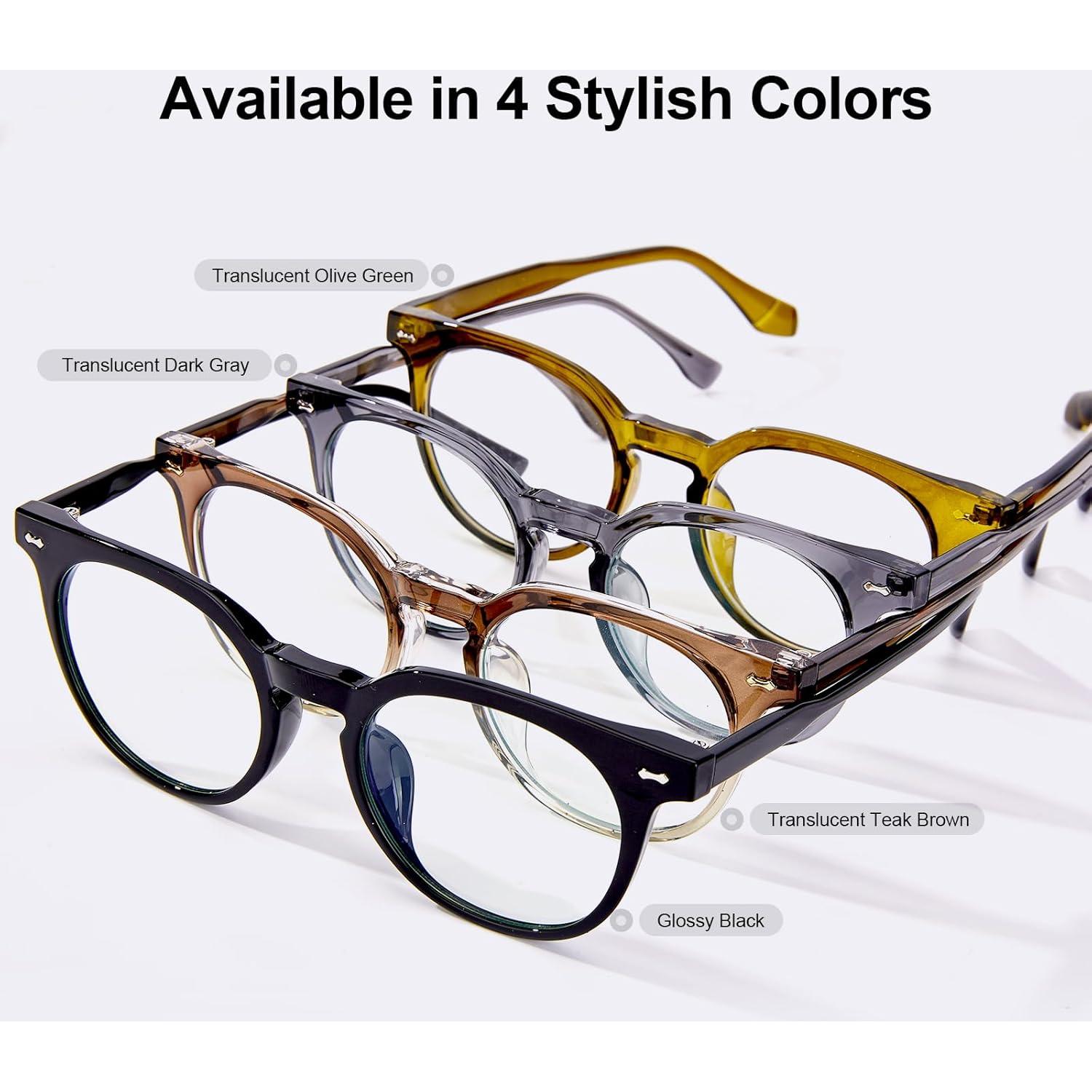 Gafas Anti Fatiga Ocular Saraudy, Bloqueo Luz Azul, Montura Redonda