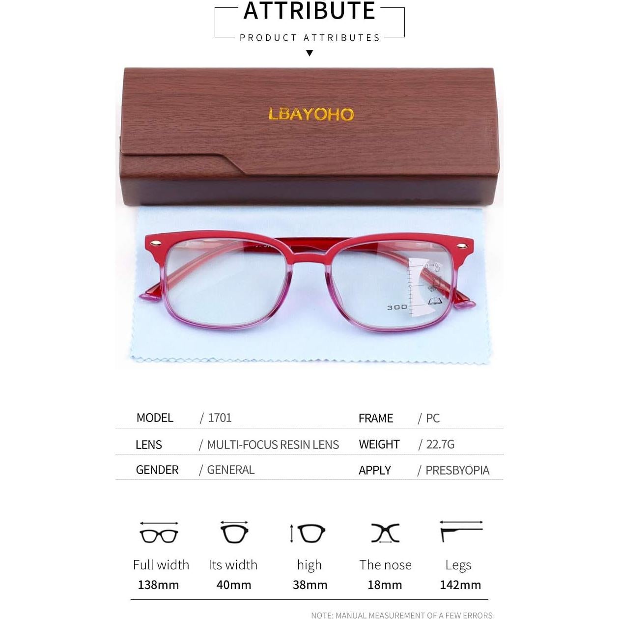 Gafas de lectura multifocal progresivas unisex 2.0X bloqueo luz azul