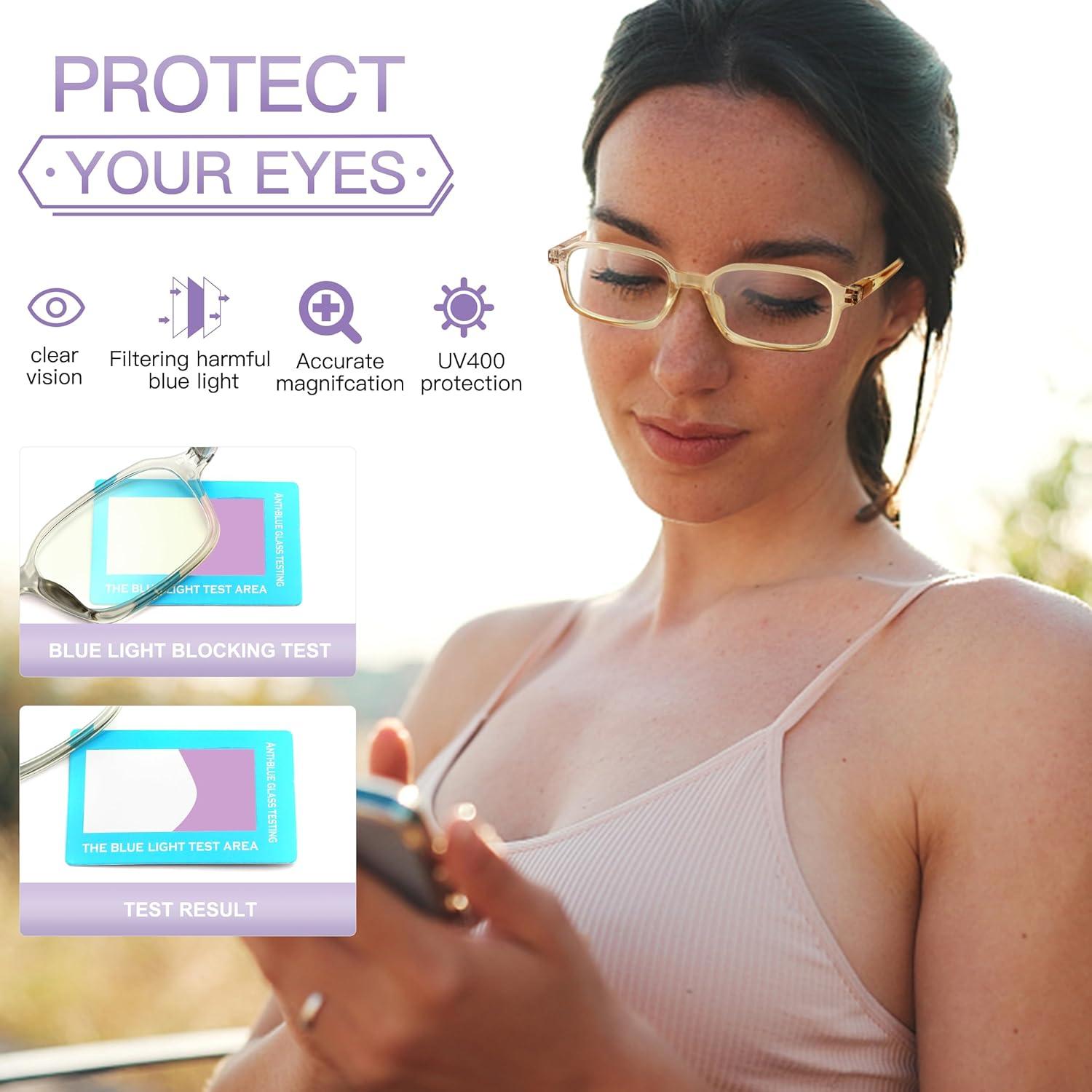 Gafas de lectura unisex con filtro de luz azul - 4 paquetes 2.0D