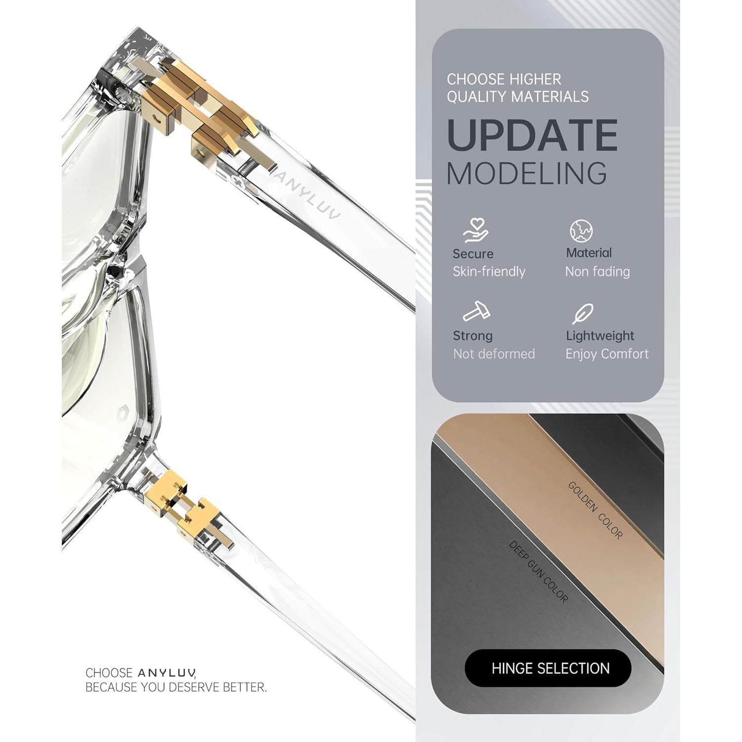 Gafas de Luz Azul ANYLUV AN143-A Transparentes para Hombres y Mujeres