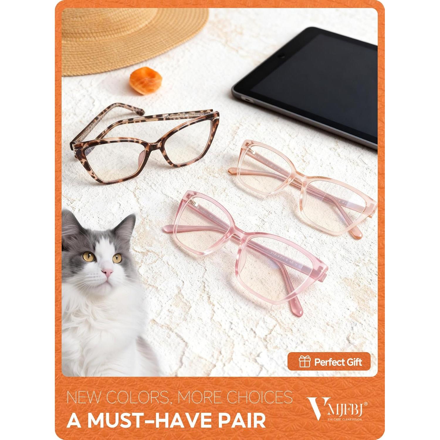 Gafas de Luz Azul para Mujer VMJFB Ojo de Gato Rosa TR90