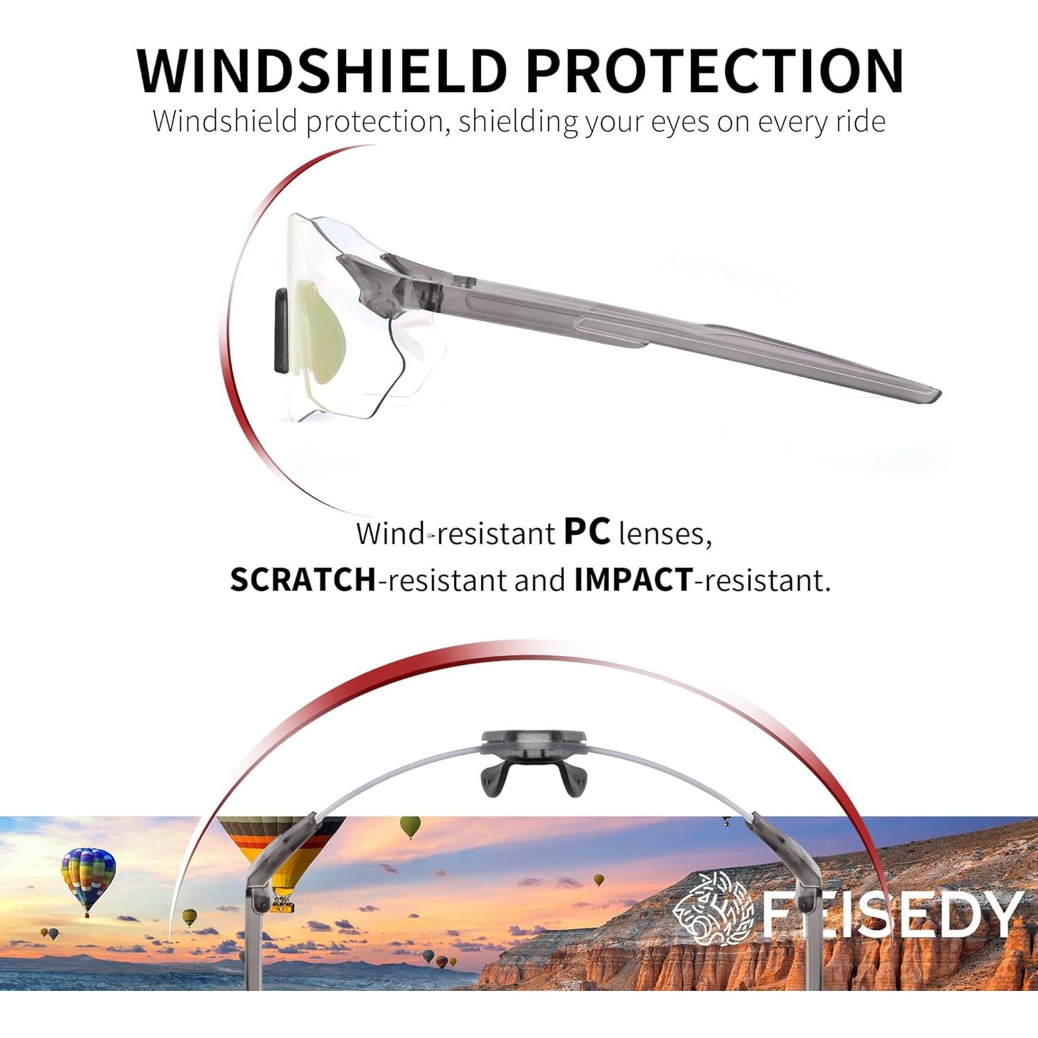 Gafas de Ciclismo Fotoquímicas FEISEDY UV para Adultos