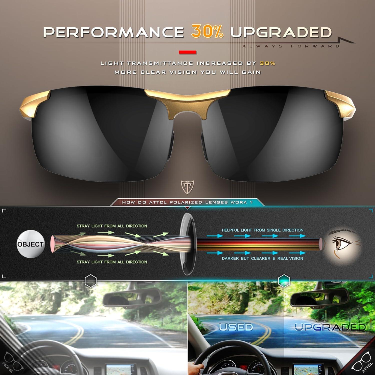 Gafas de sol polarizadas ATTCL para hombres UV400 ligeras de metal