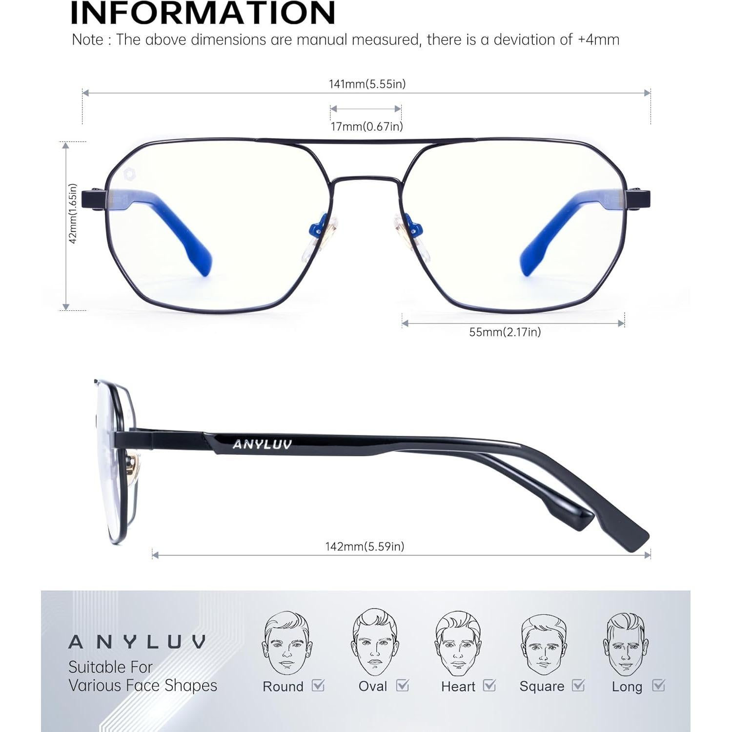 Gafas de Luz Azul ANYLUV para Hombre y Mujer - Modelo 135